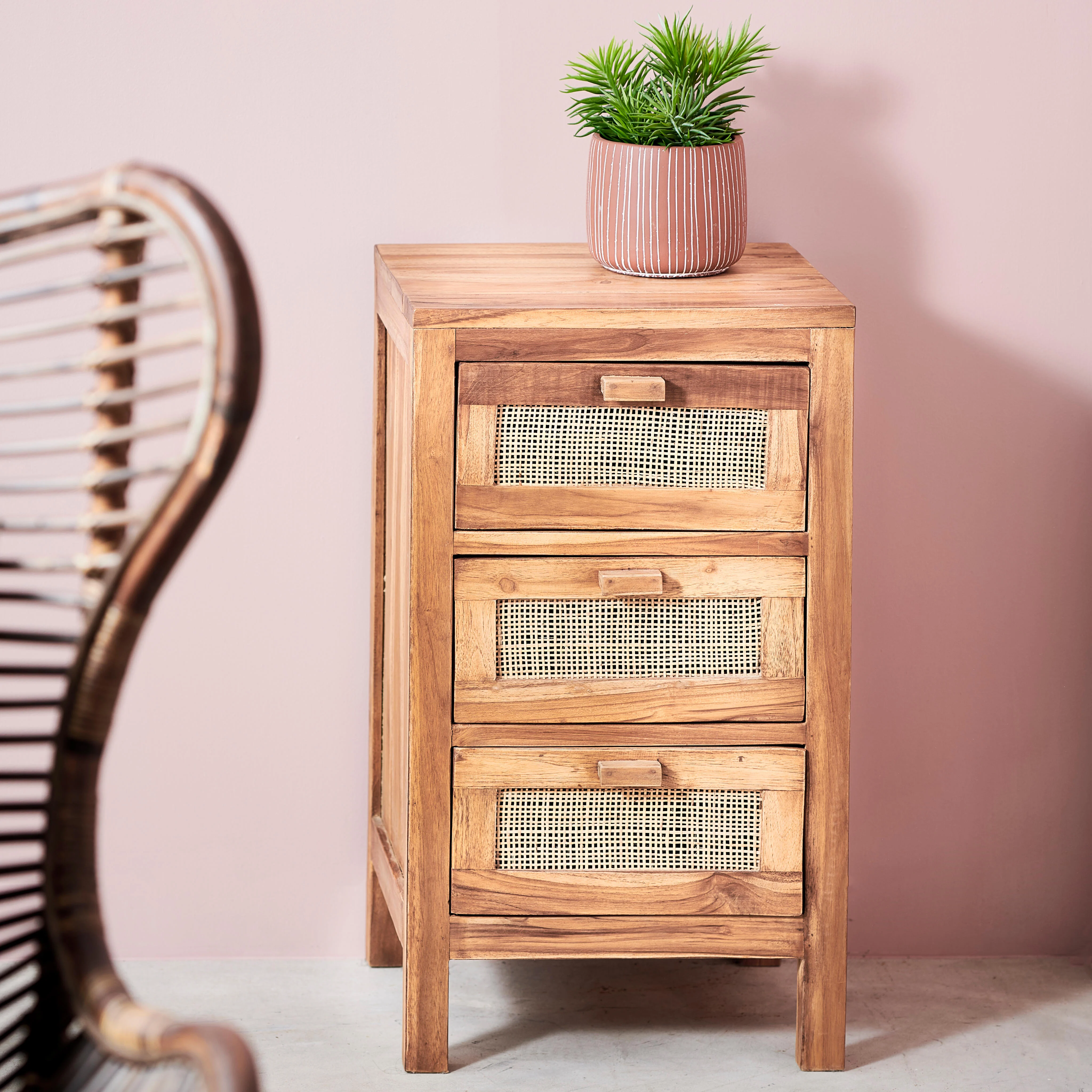 TECK 3-laden kast naturelH 68 x B 33 x D 39 cm
