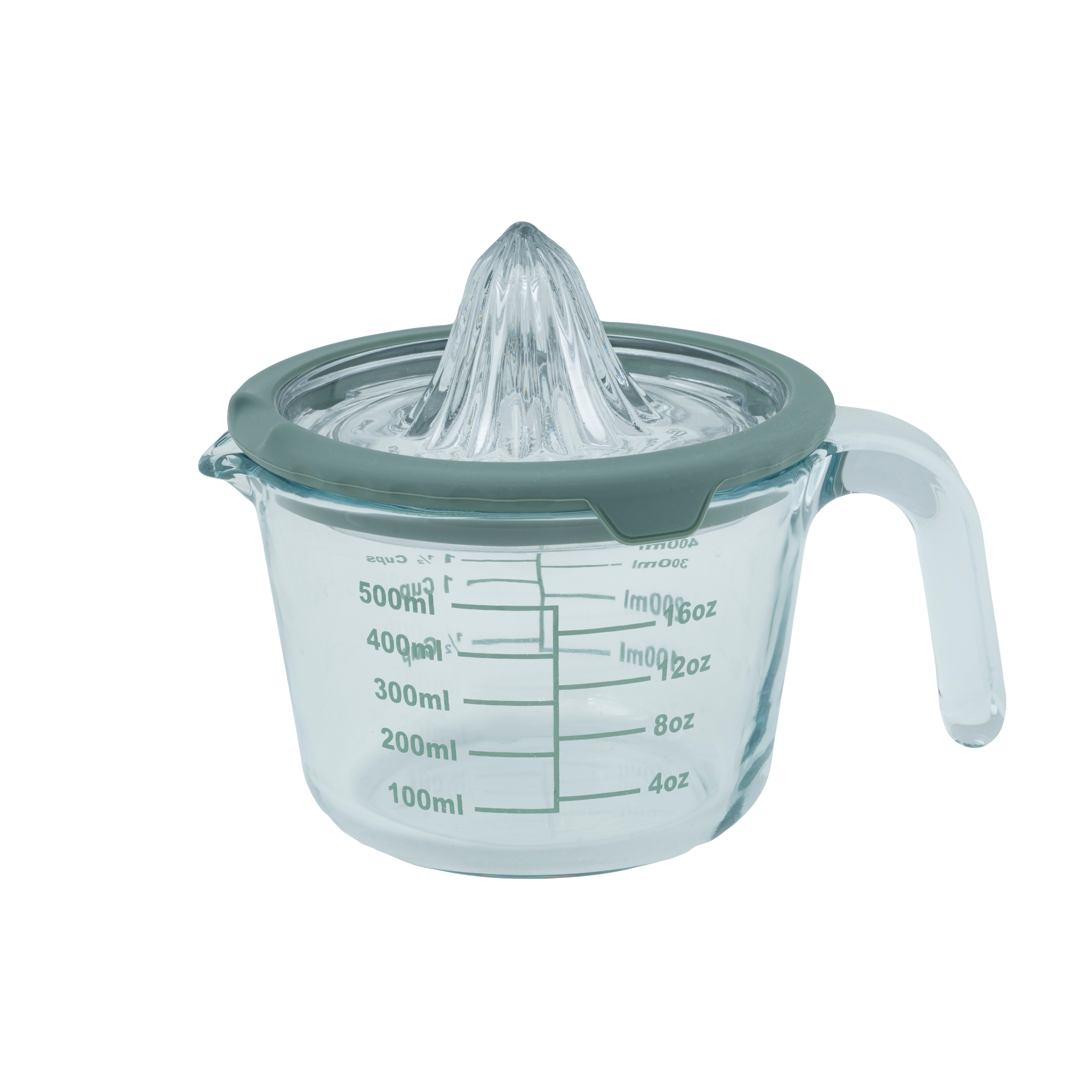 CUISINO Pers met maatbeker 500 ml groen, transparantH 18 cm - Ø 9 cm - Ø 13 cm