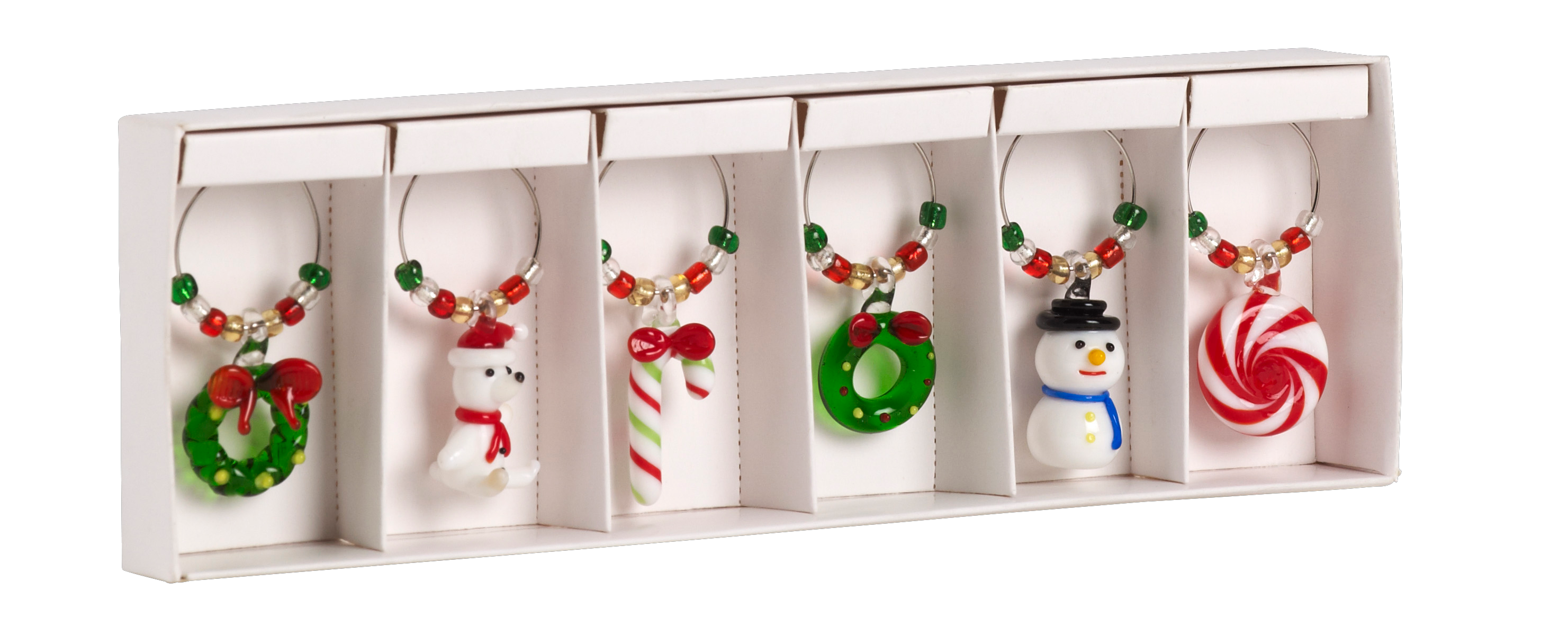 X-MAS Glasmarkers set van 6 multicolorH 2 x B 19,5 x D 6 cm