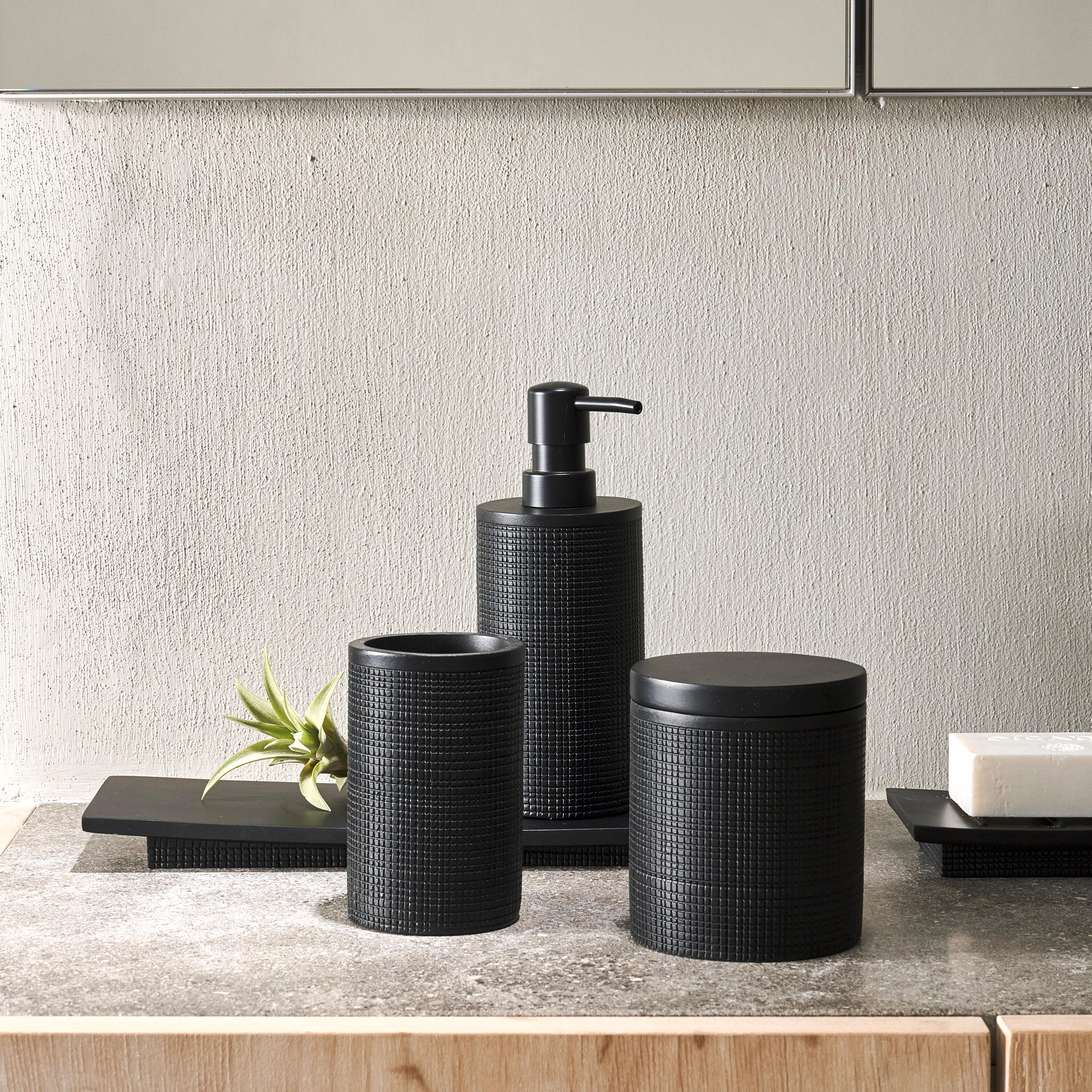 SAMOURAI Zeepdispenser zwartH 18,5 cm - Ø 7 cm