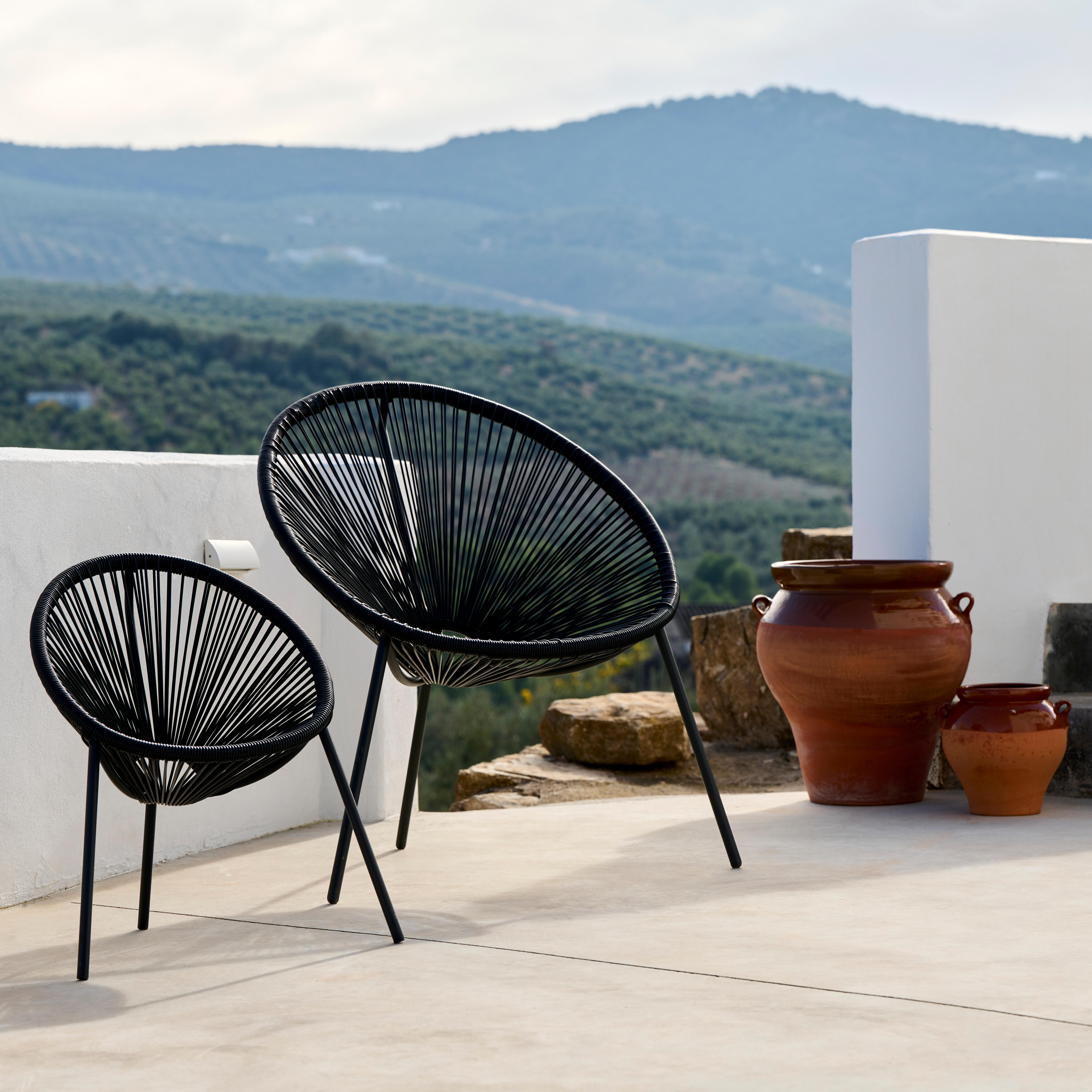 ACAPULCO  Lounge stoel zwartH 82 x B 75 x D 69 cm - CASA