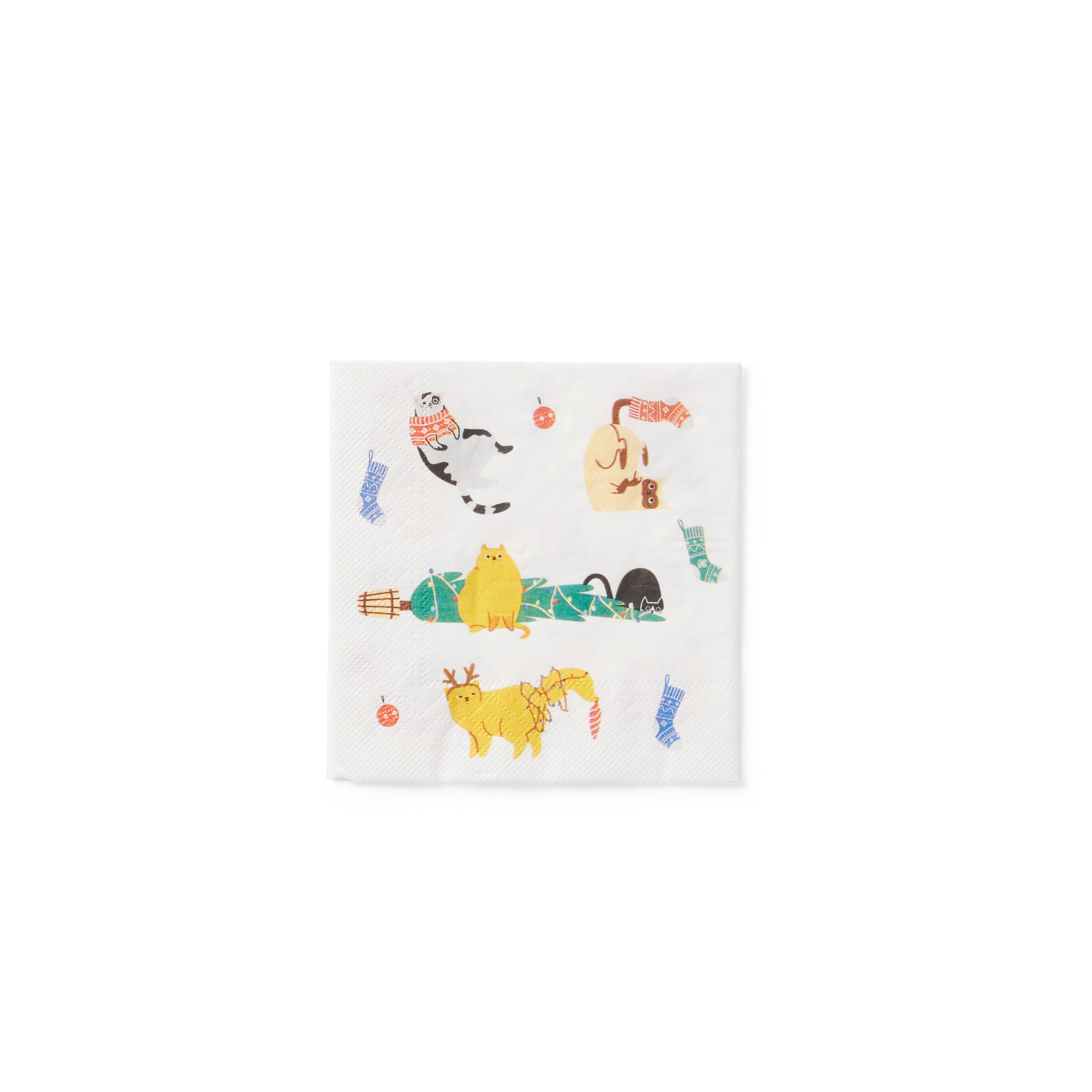 X-MAS FUNCATS Set van 20 servetten multicolorB 25 x L 25 cm