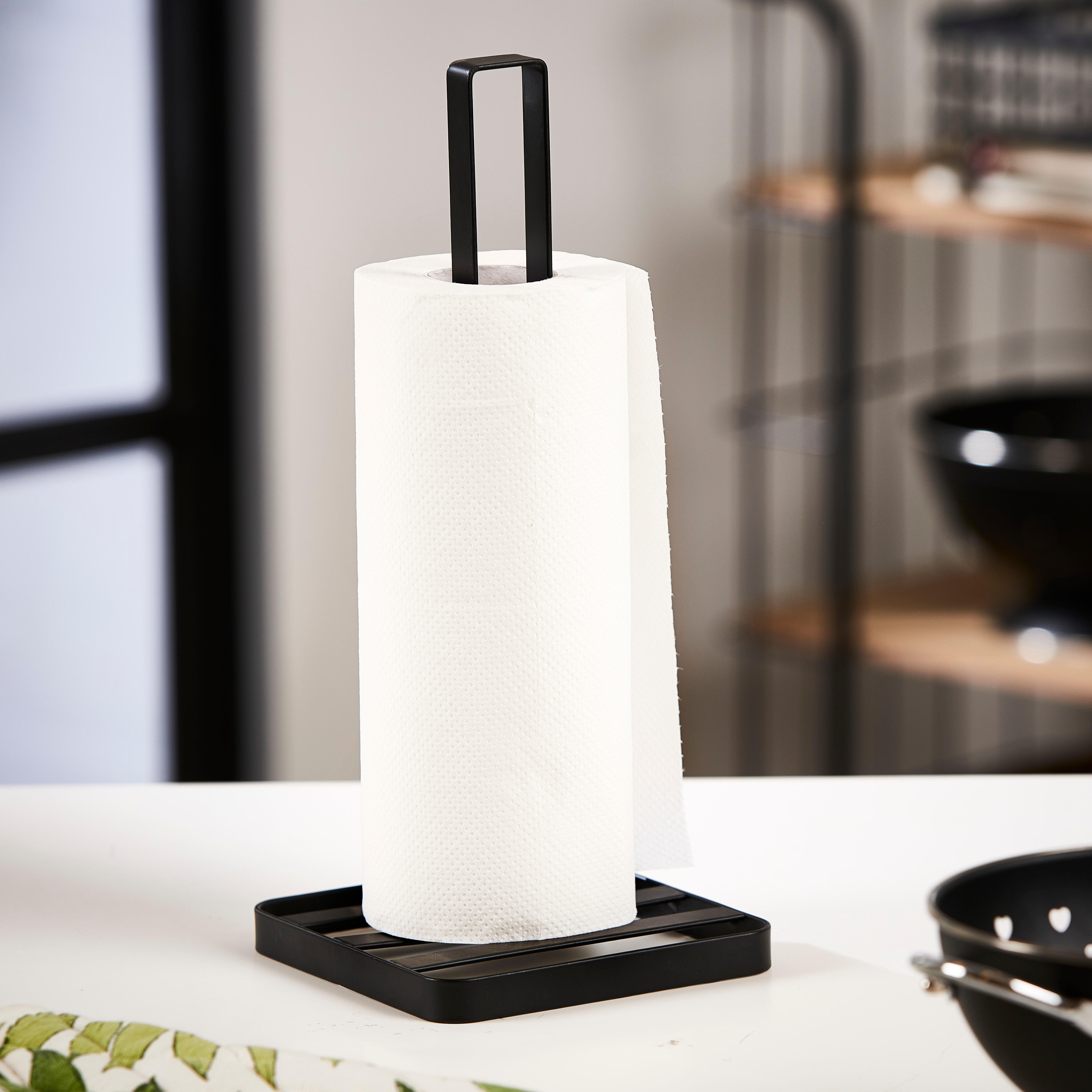 INDUSTRIA Keukenrolhouder zwartH 32 x B 14 x D 14 cm