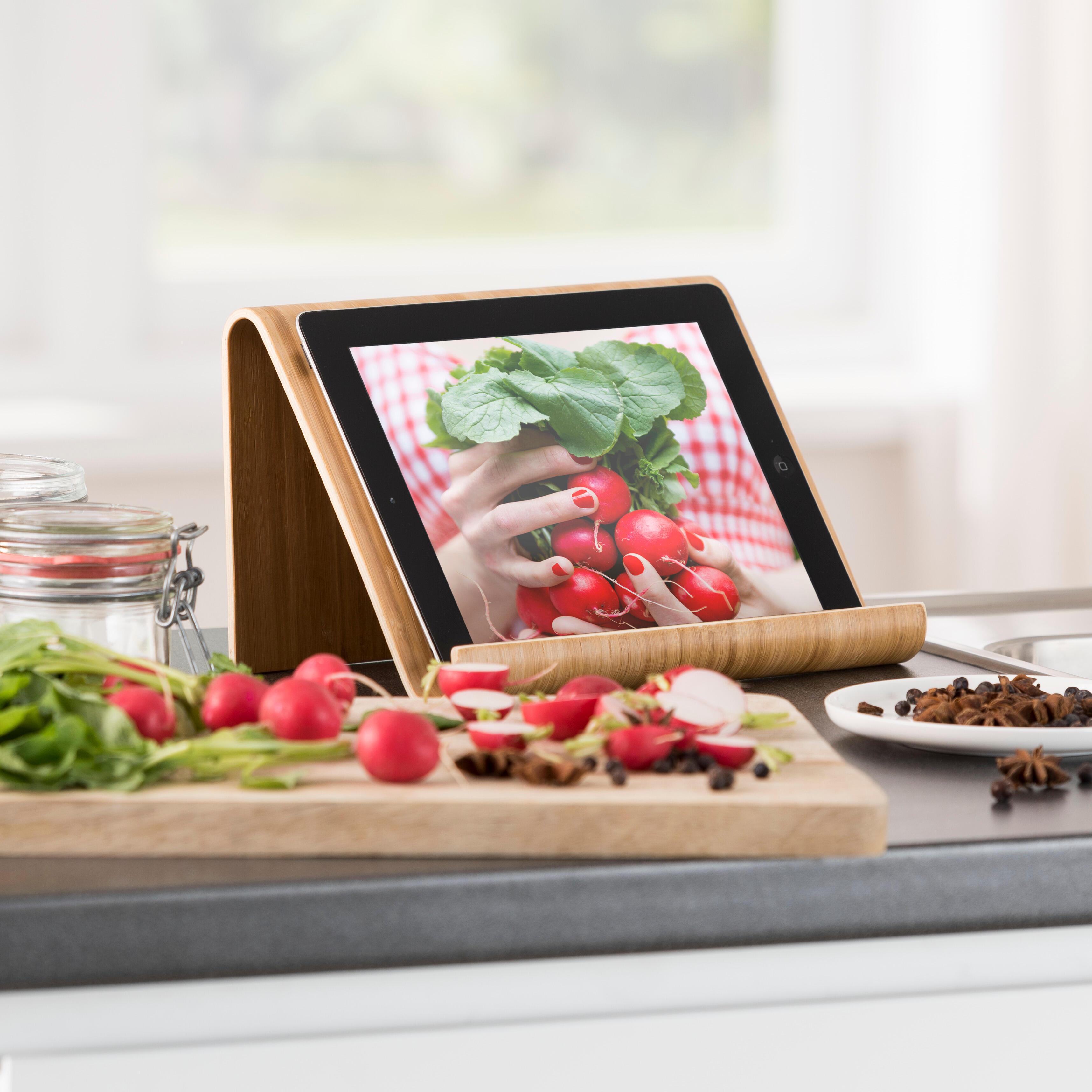 BAMBUS Tablethouder kookboekhouder naturelH 16 x B 27 x D 16 cm