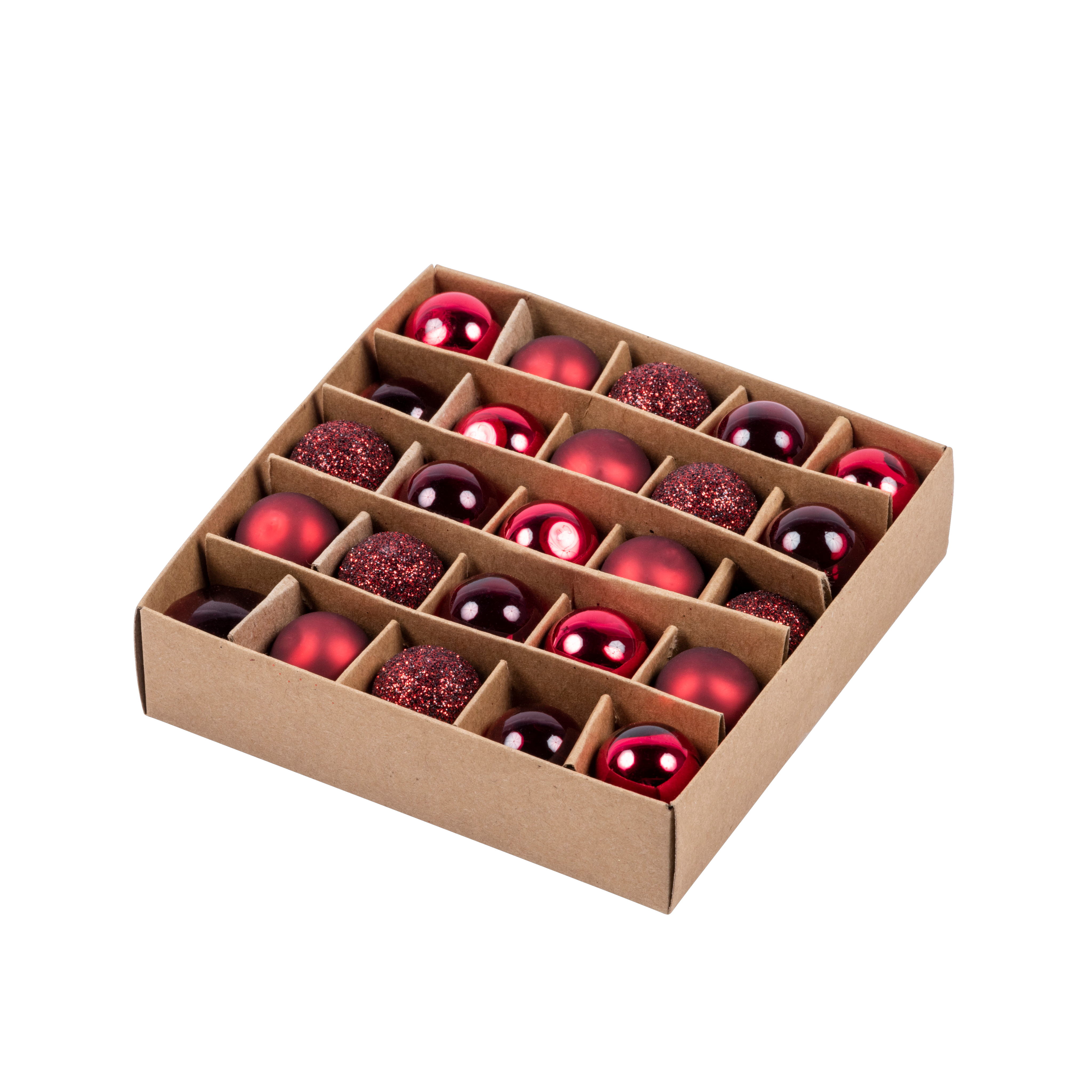 DARK RED Kerstbal set van 25 roodØ 2 cm
