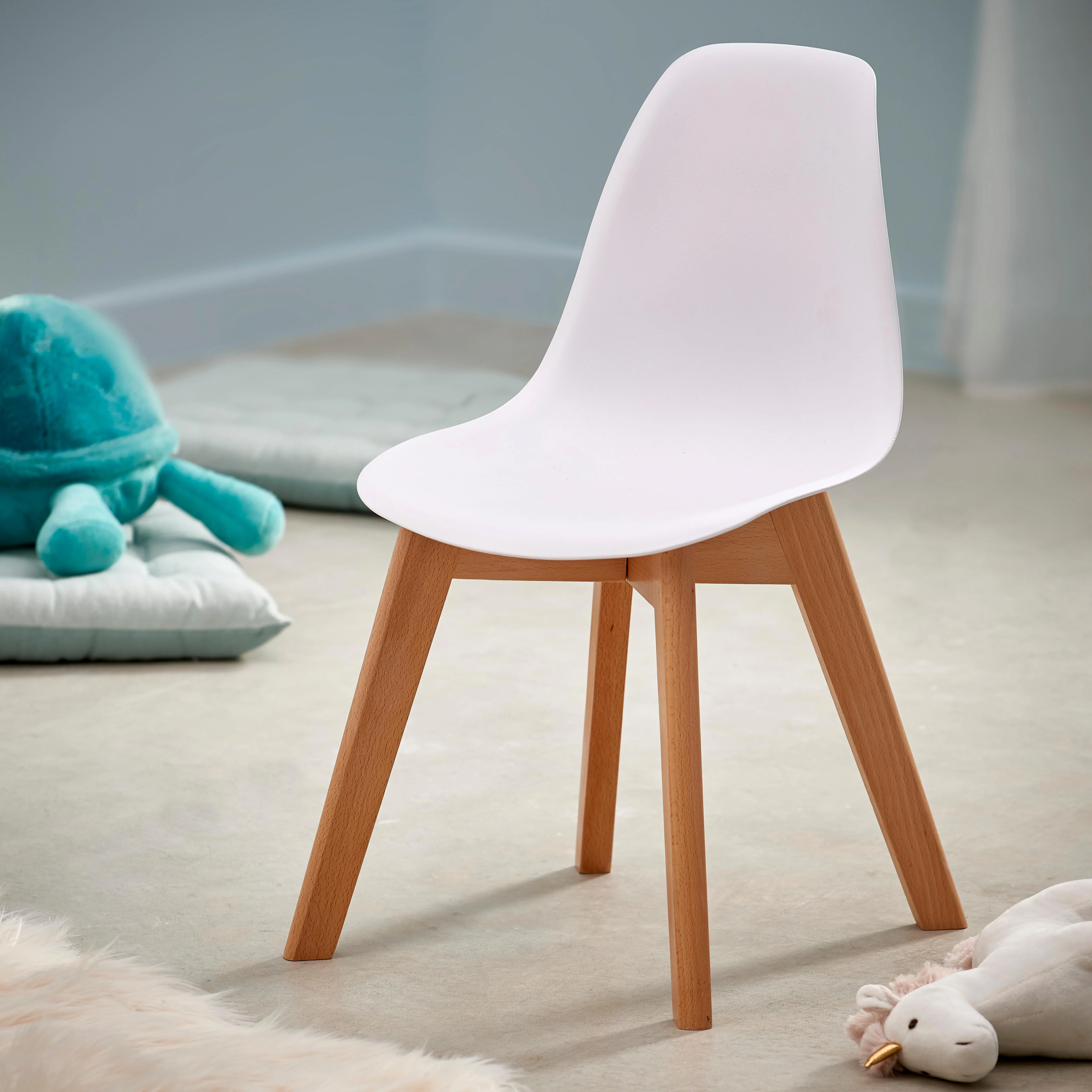 MATHIAS Kinderstoel wit, naturelH 58 x B 34 x D 30 cm