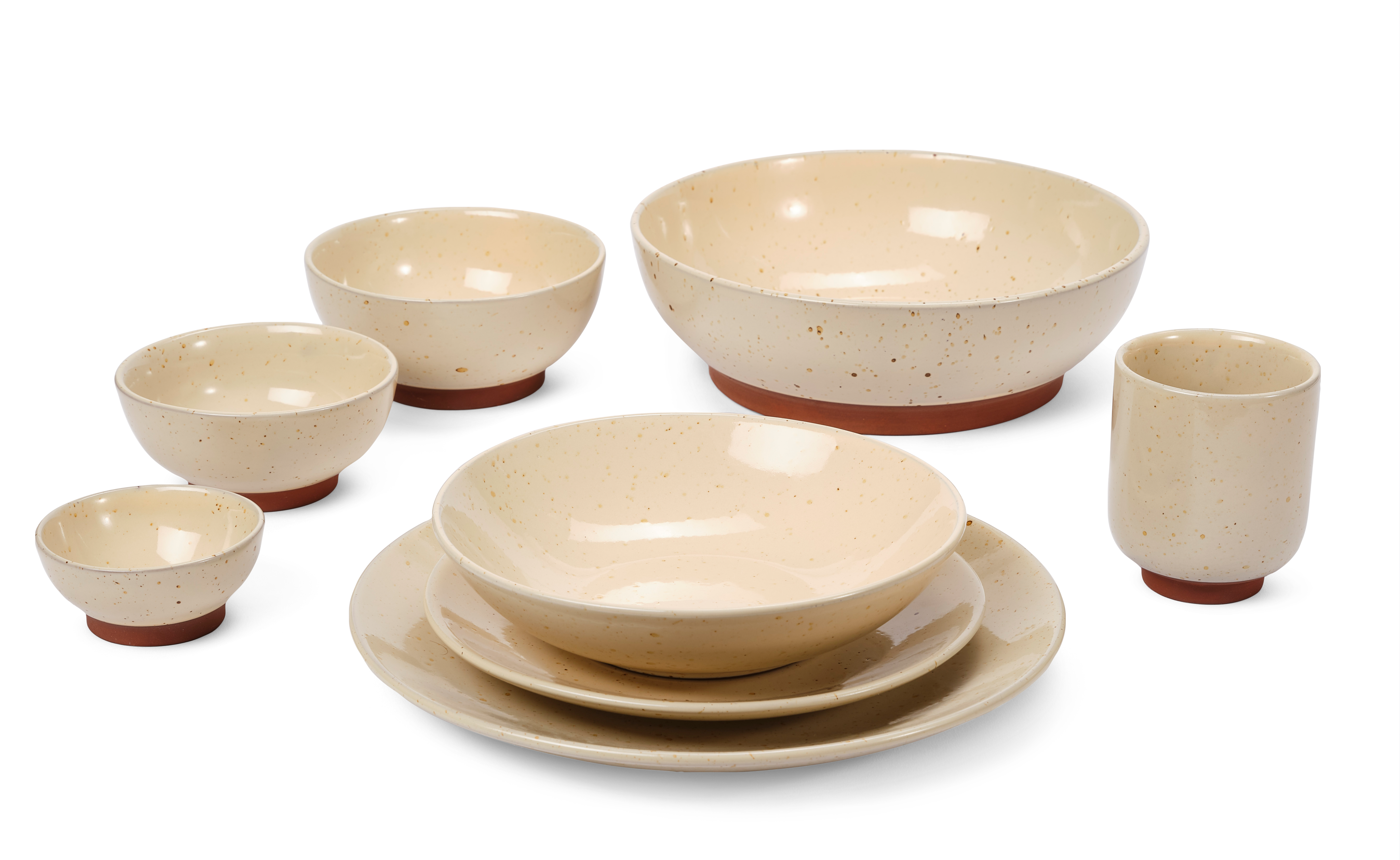 TERRA Bowl taupe - set van 4 H 4 cm - Ø 8,8 cm