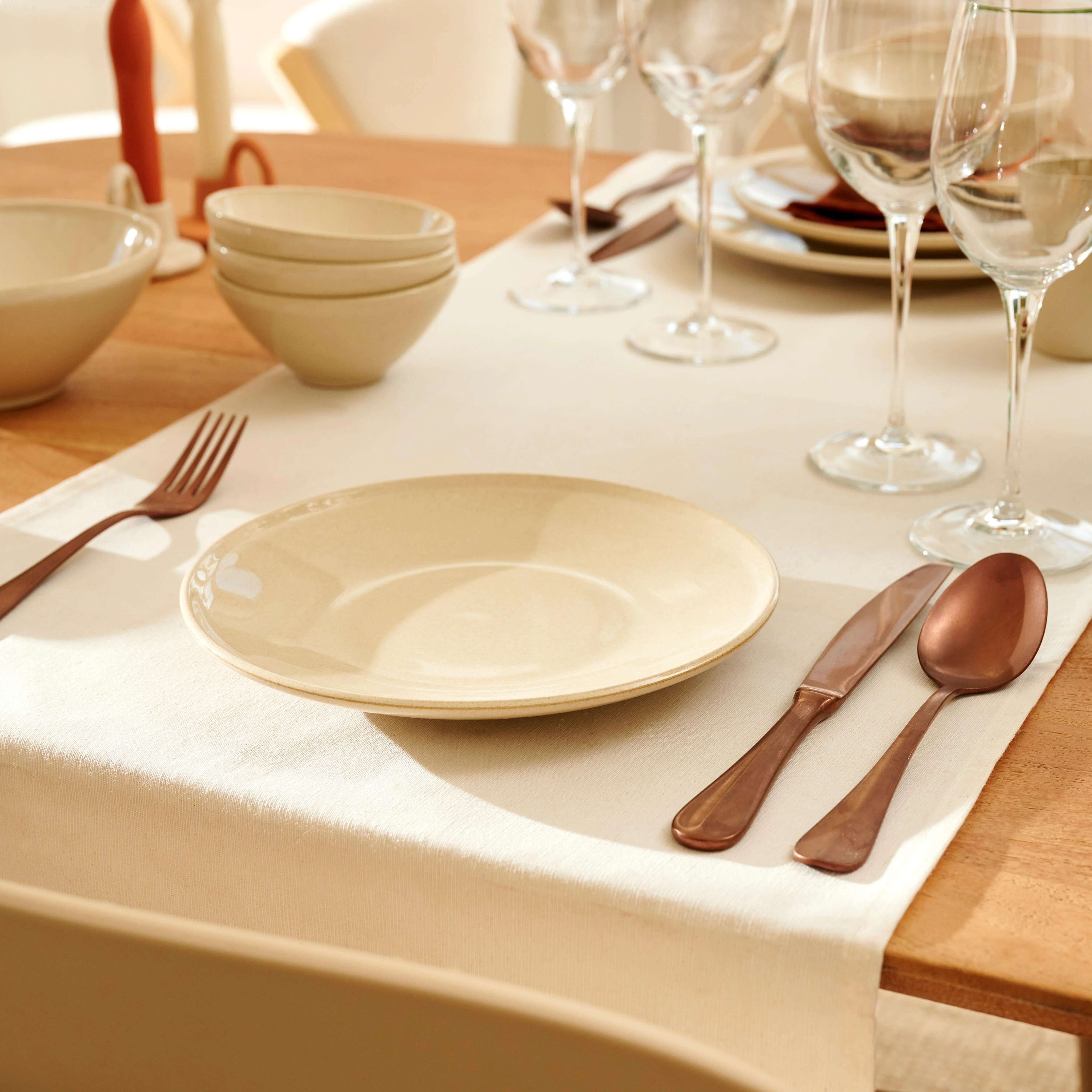 TOKO SAND Bord beige - set van 4 Ø 22 cm