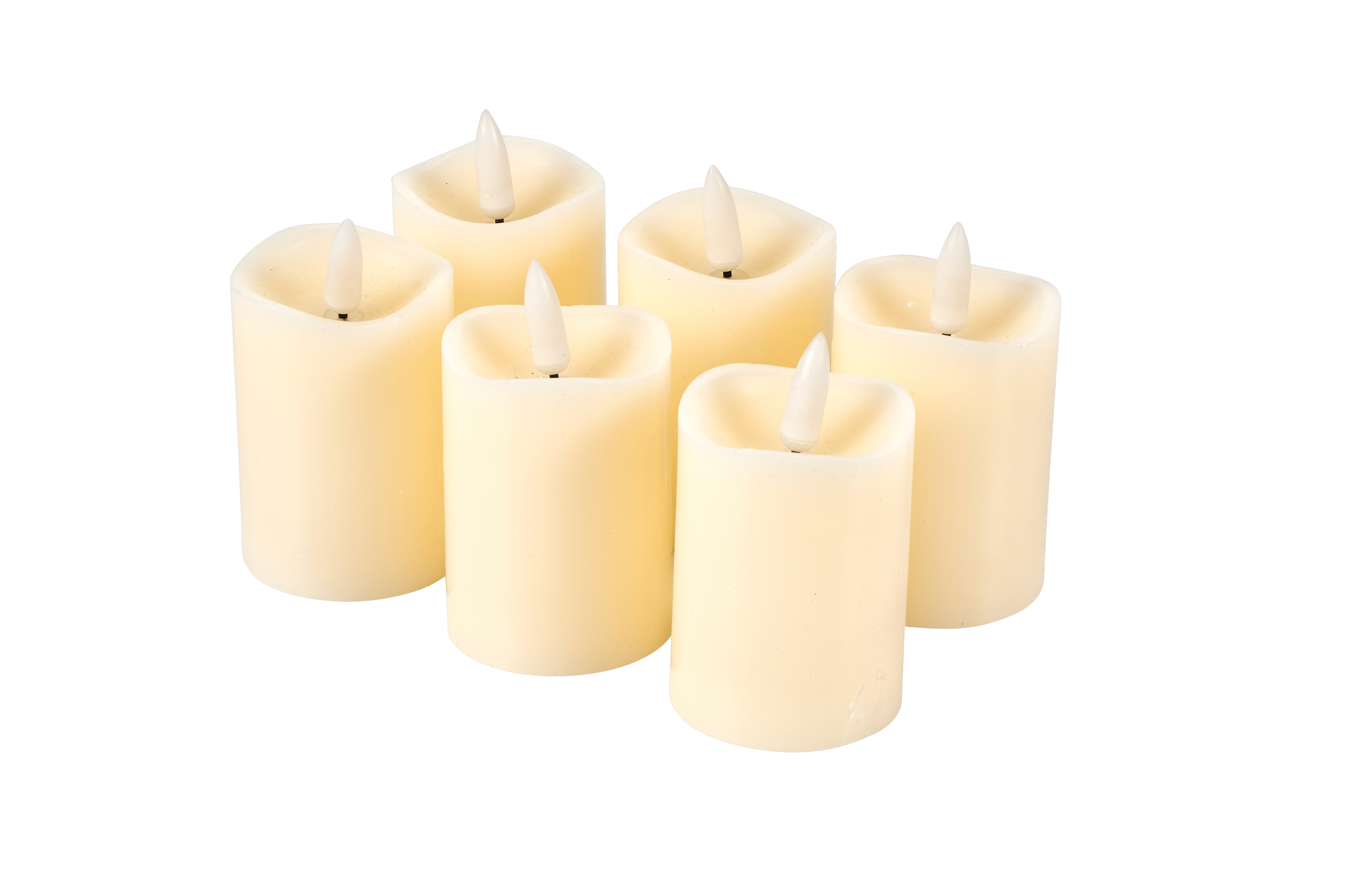 RUSTIC Led kaarsen set van 6 ivoorH 9 cm - Ø 5 cm