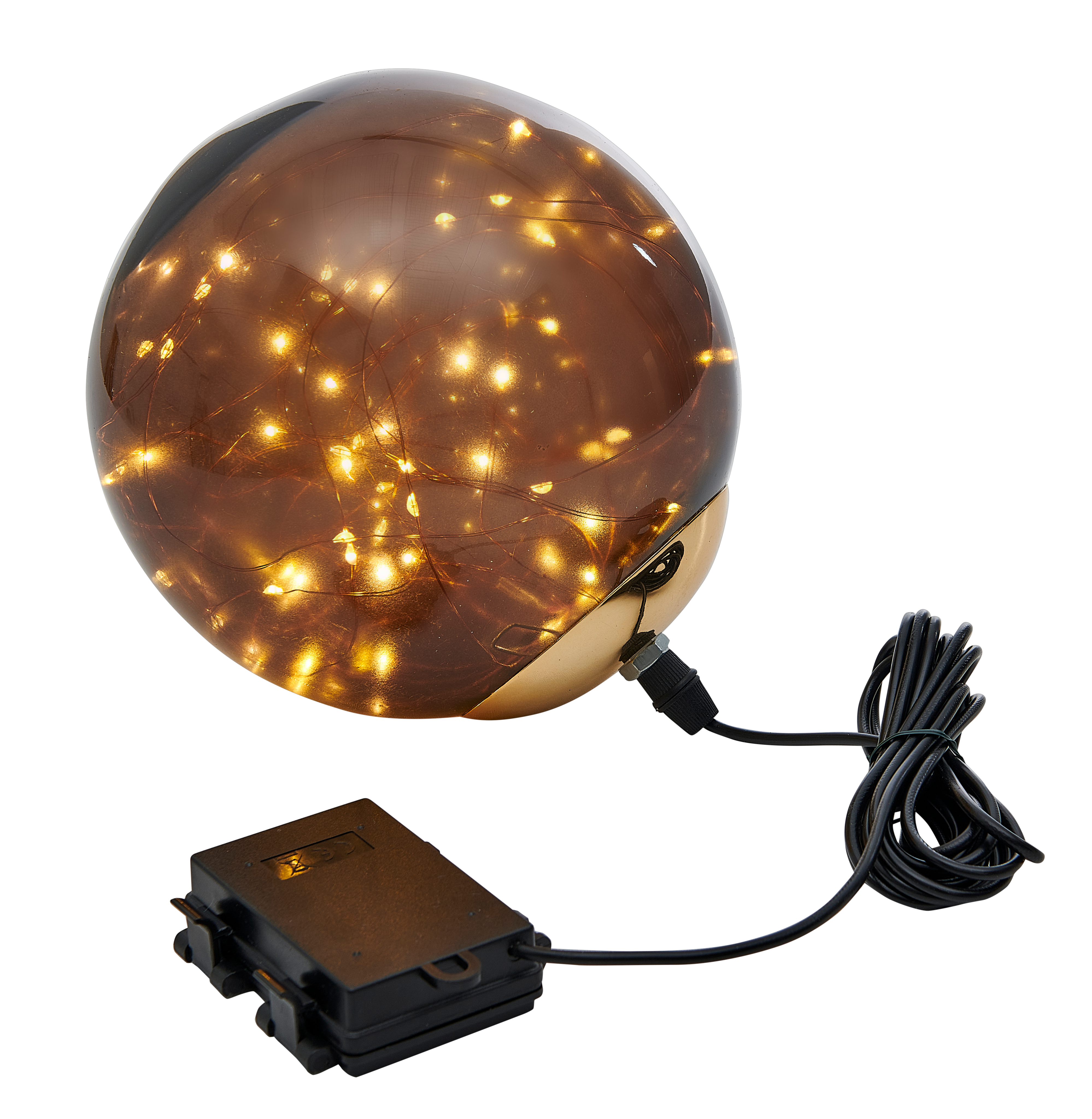 BOLIO Deco bal met 60 leds zwart, bruin, goudØ 16 cm
