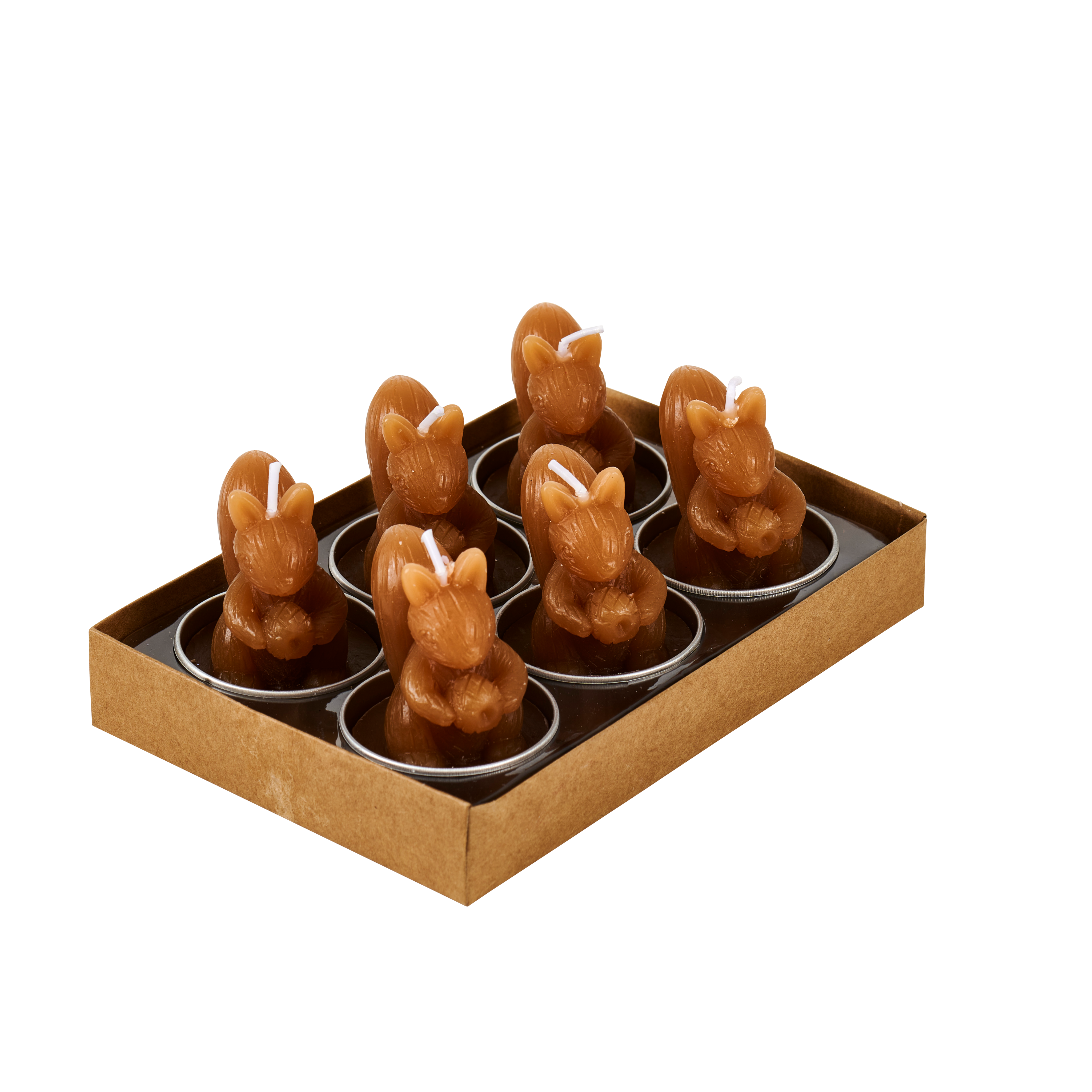 SQUIRREL Theelichten set van 6 bruinH 5 cm - Ø 3,5 cm