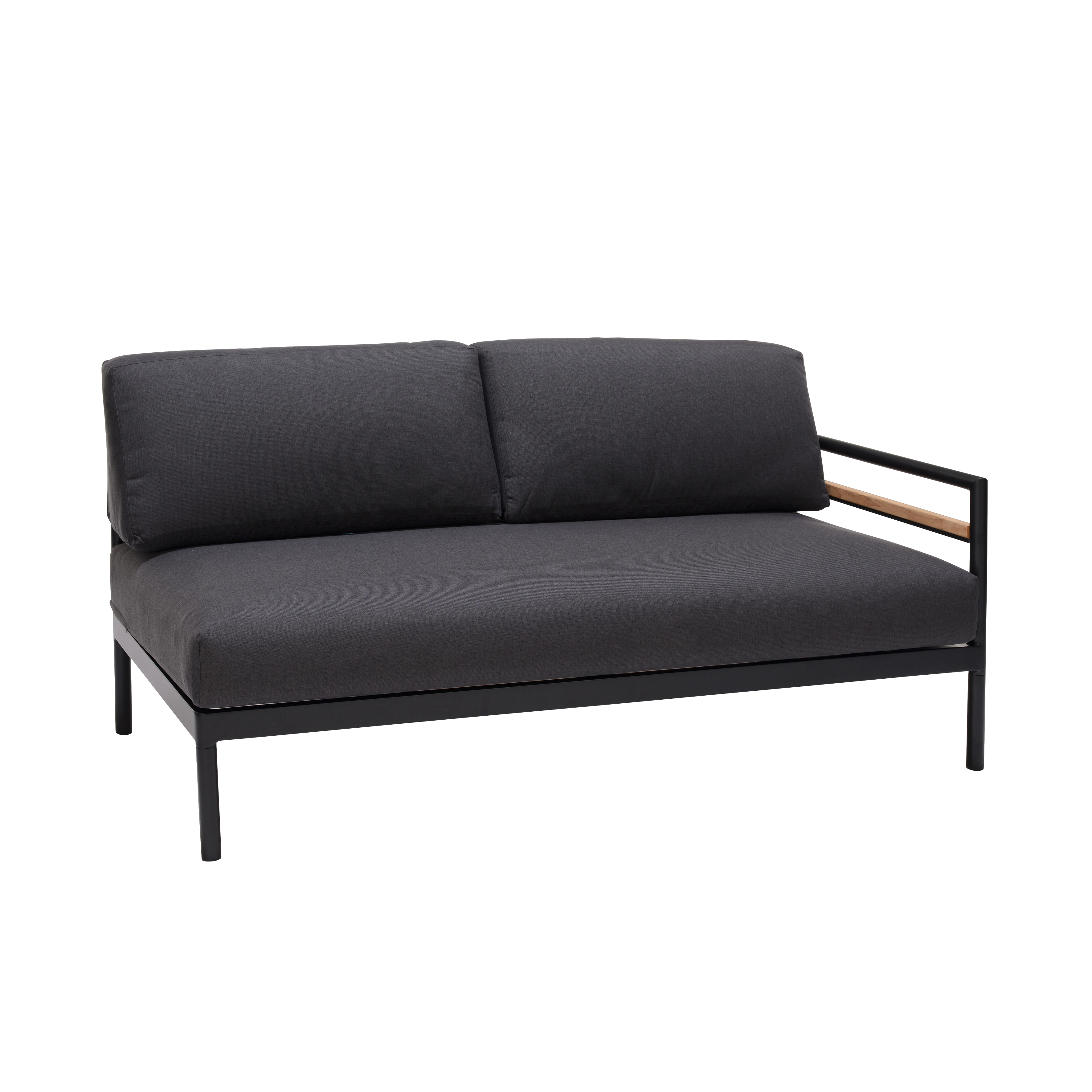 HANNA Lounge teak bank zwartH 59 x B 150,9 x D 77,2 cm