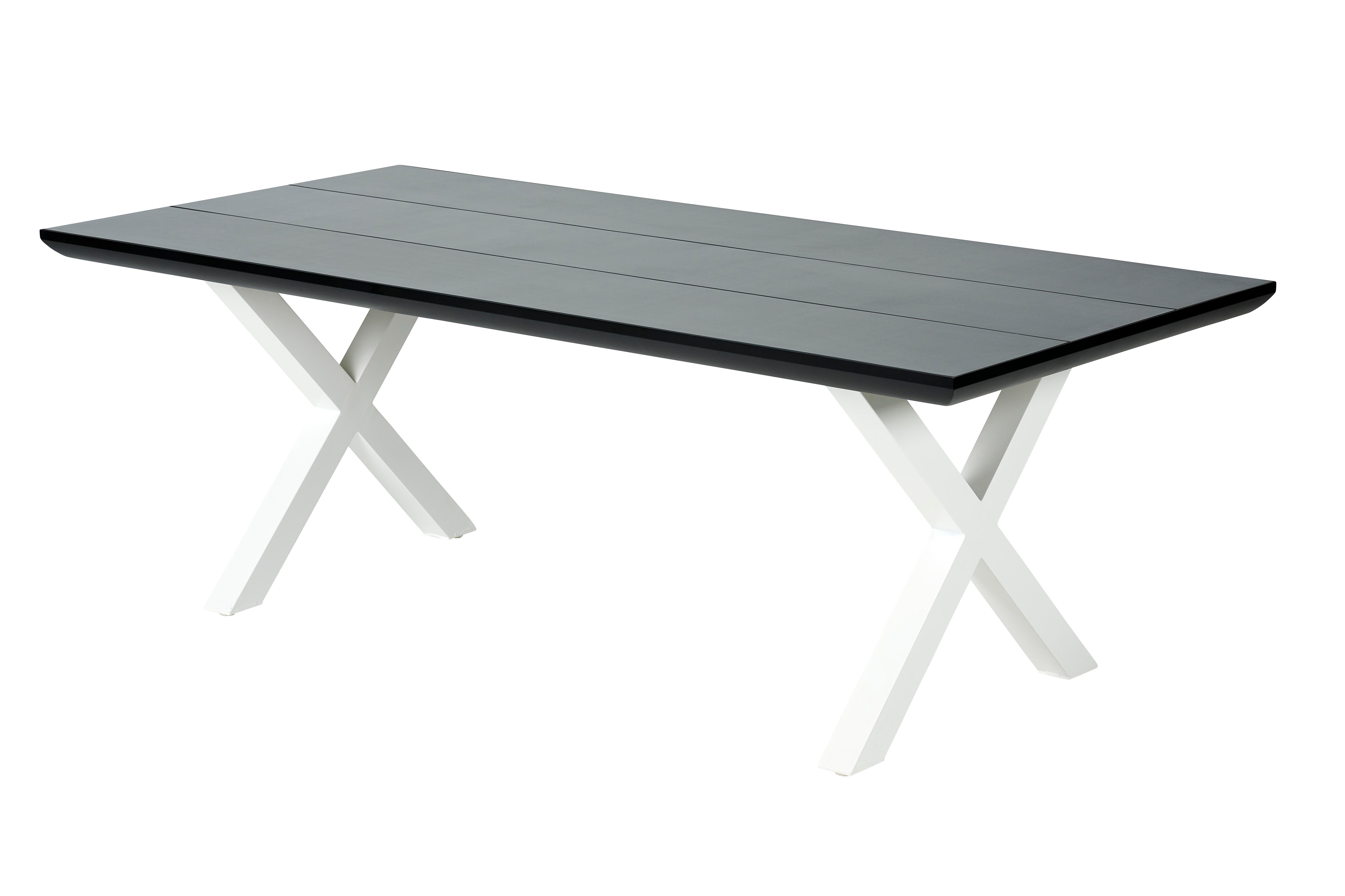 FORMAX Tuintafel met X-poten zwart/witH 5,8 x B 101 x L 216 cm