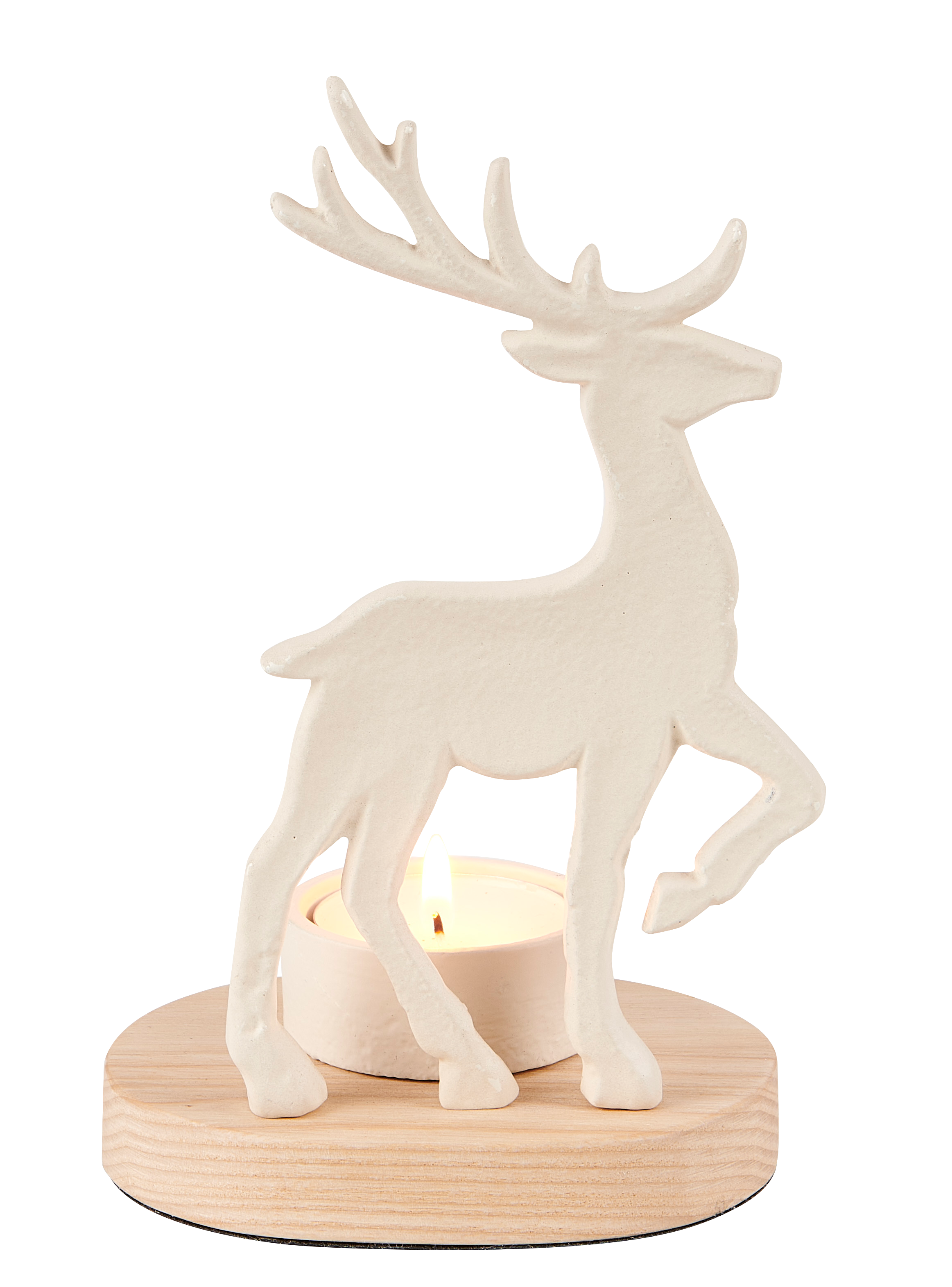 SCANDY DEER Theelichthouder wit, naturelH 16,5 x B 10 x D 8 cm