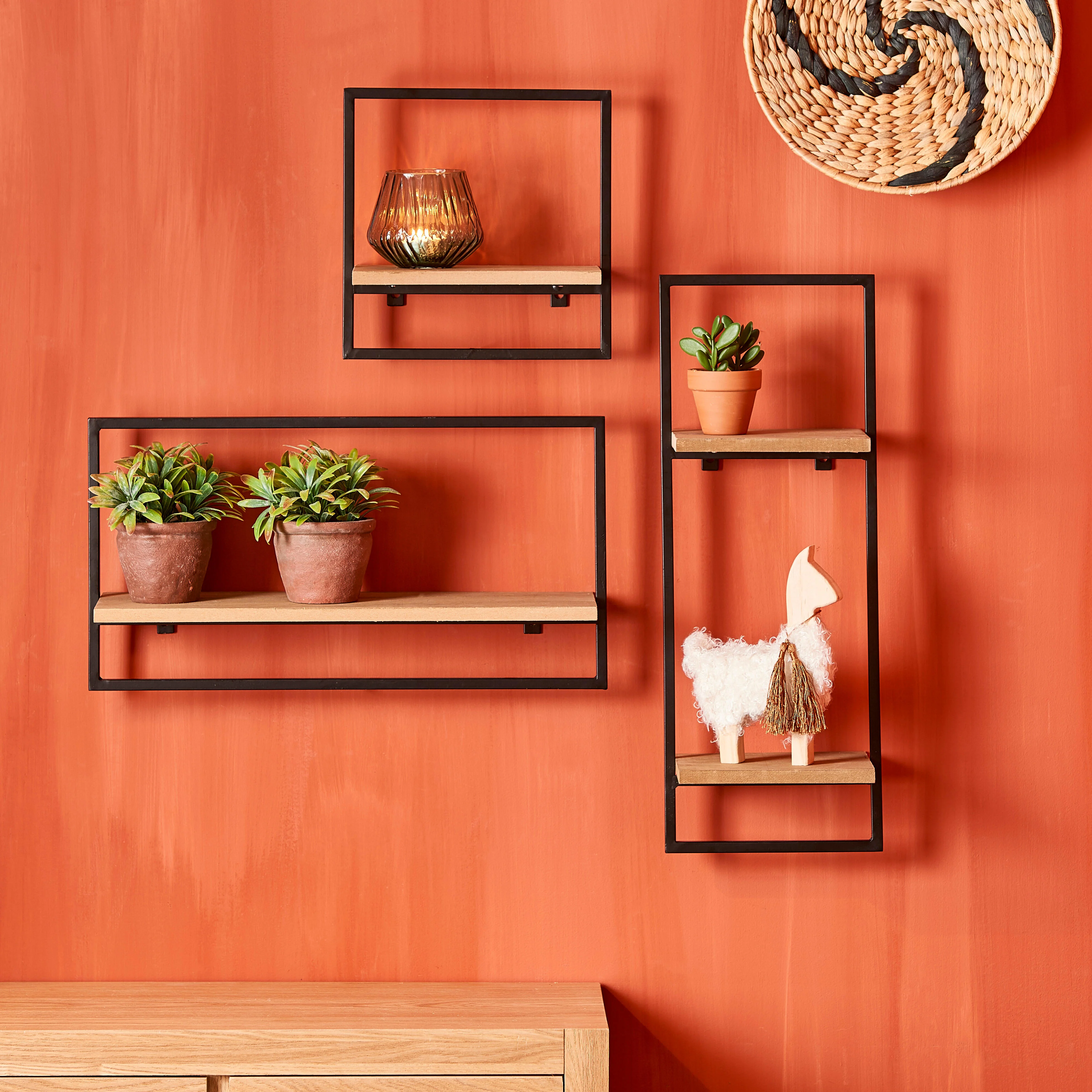 MIX&MATCH Hangrek zwart, naturelH 25 x B 25 x D 15 cm