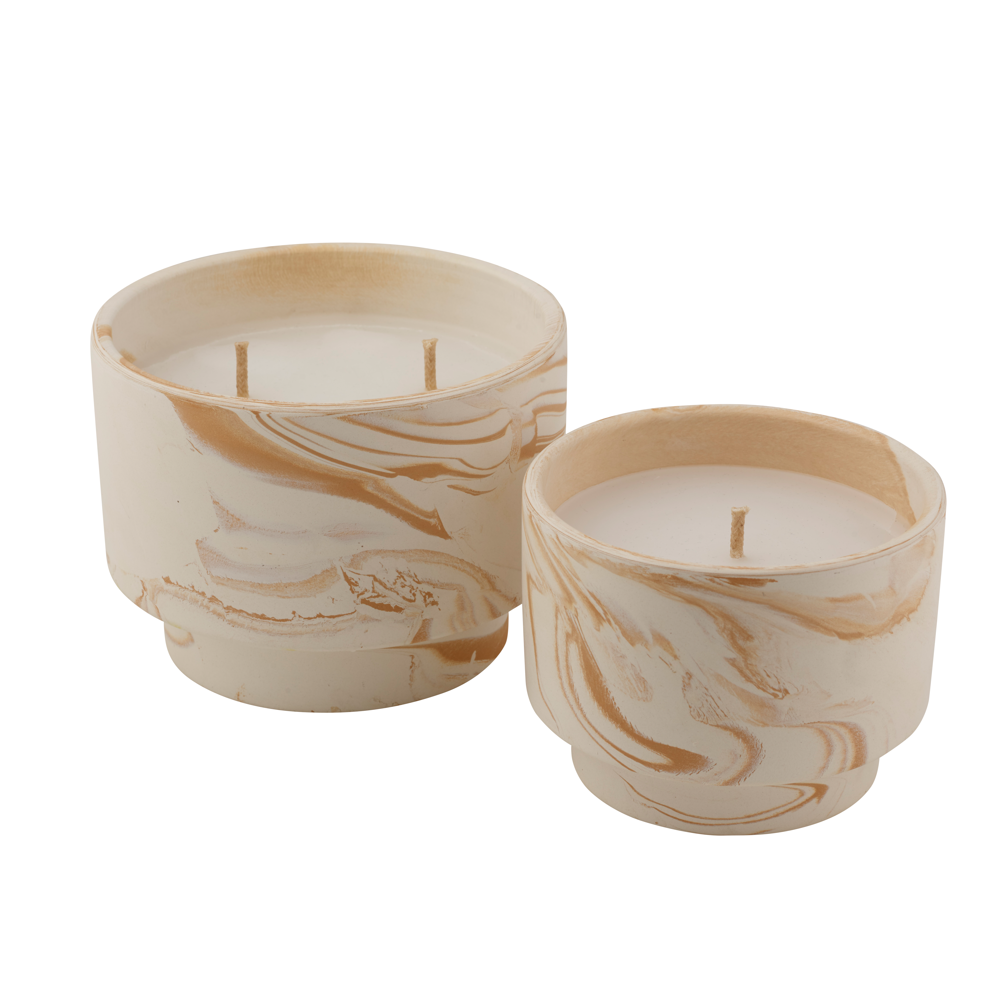 MARBLE Buitenkaars wit, oranjeH 10,2 cm - Ø 14,2 cm - CASA