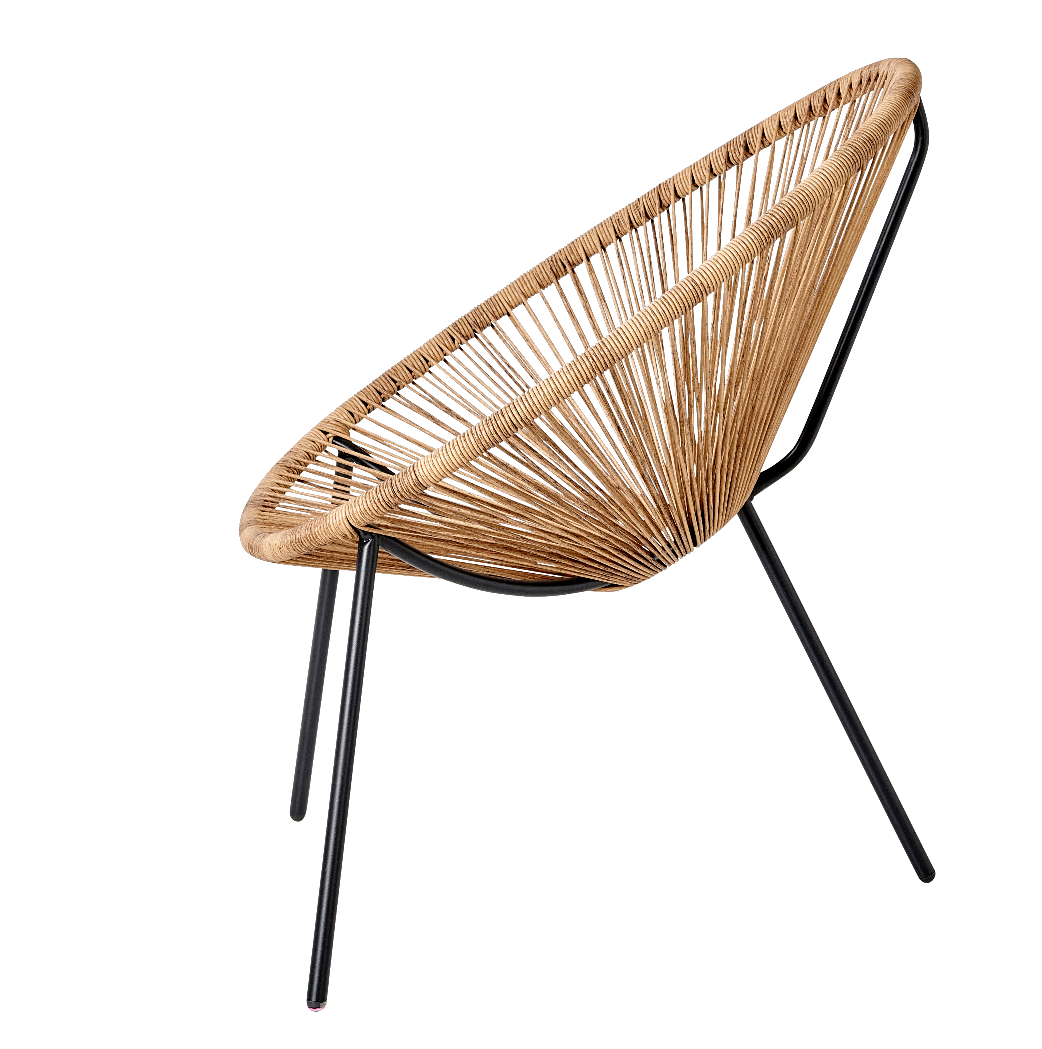 ACAPULCO Lounge stoel zwart, naturelH 82 x B 75 x D 69 cm - CASA