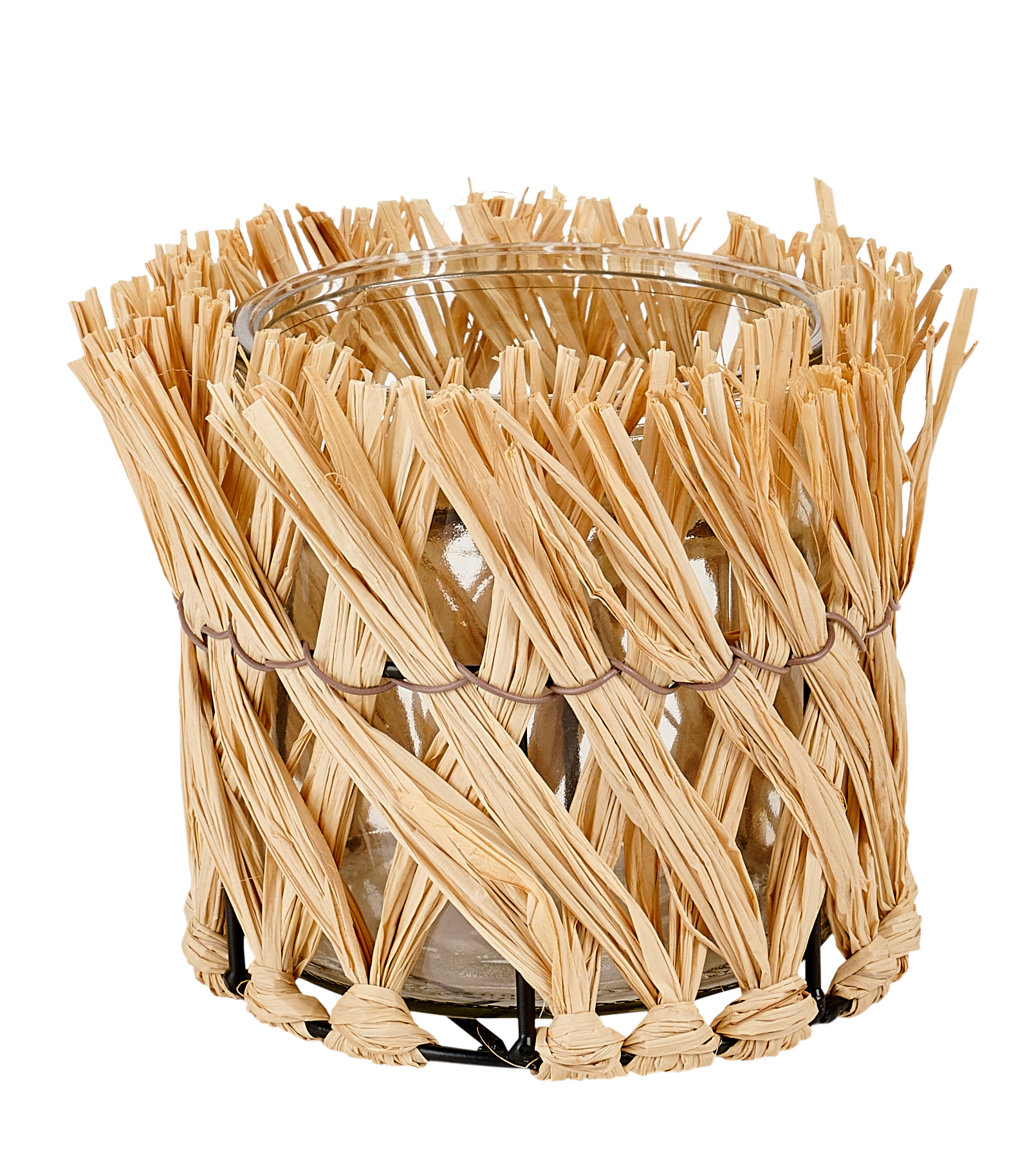 RAFFIA Windlicht naturelH 11 cm - Ø 11 cm
