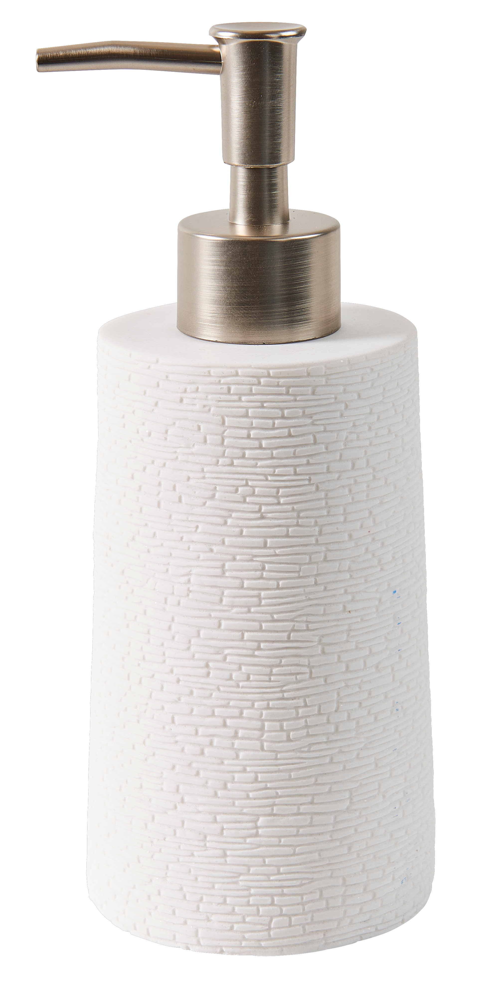 WHITE ELEGANCE Zeepdispenser wit, zilverH 17,5 cm - Ø 6,5 cm