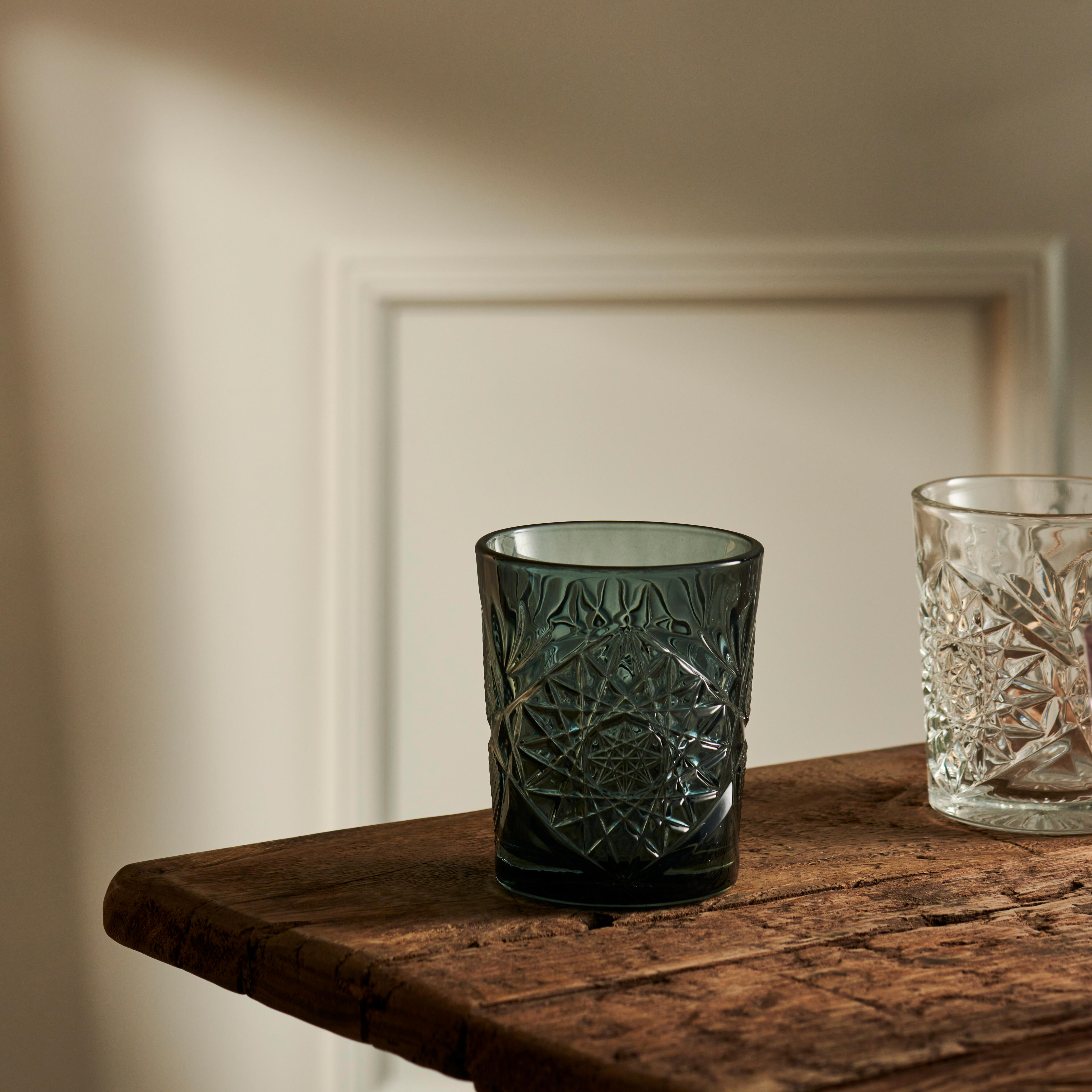 HOBSTAR Glas 35 CL groen, donkergroen - set van 6 H 10,3 cm - Ø 8,9 cm