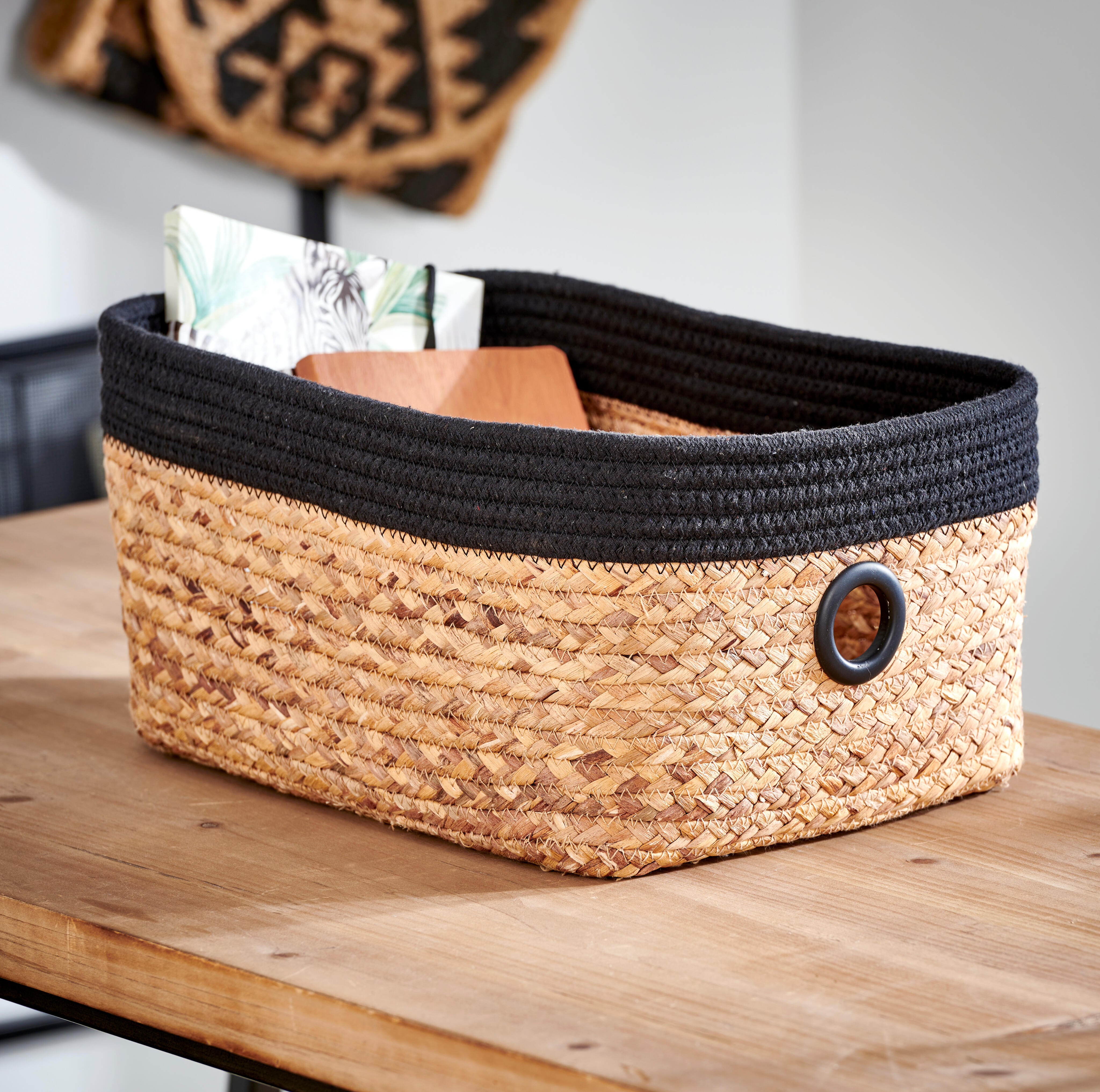 NATUREL Lademandje zwart, naturelH 18 x B 32 x D 25 cm