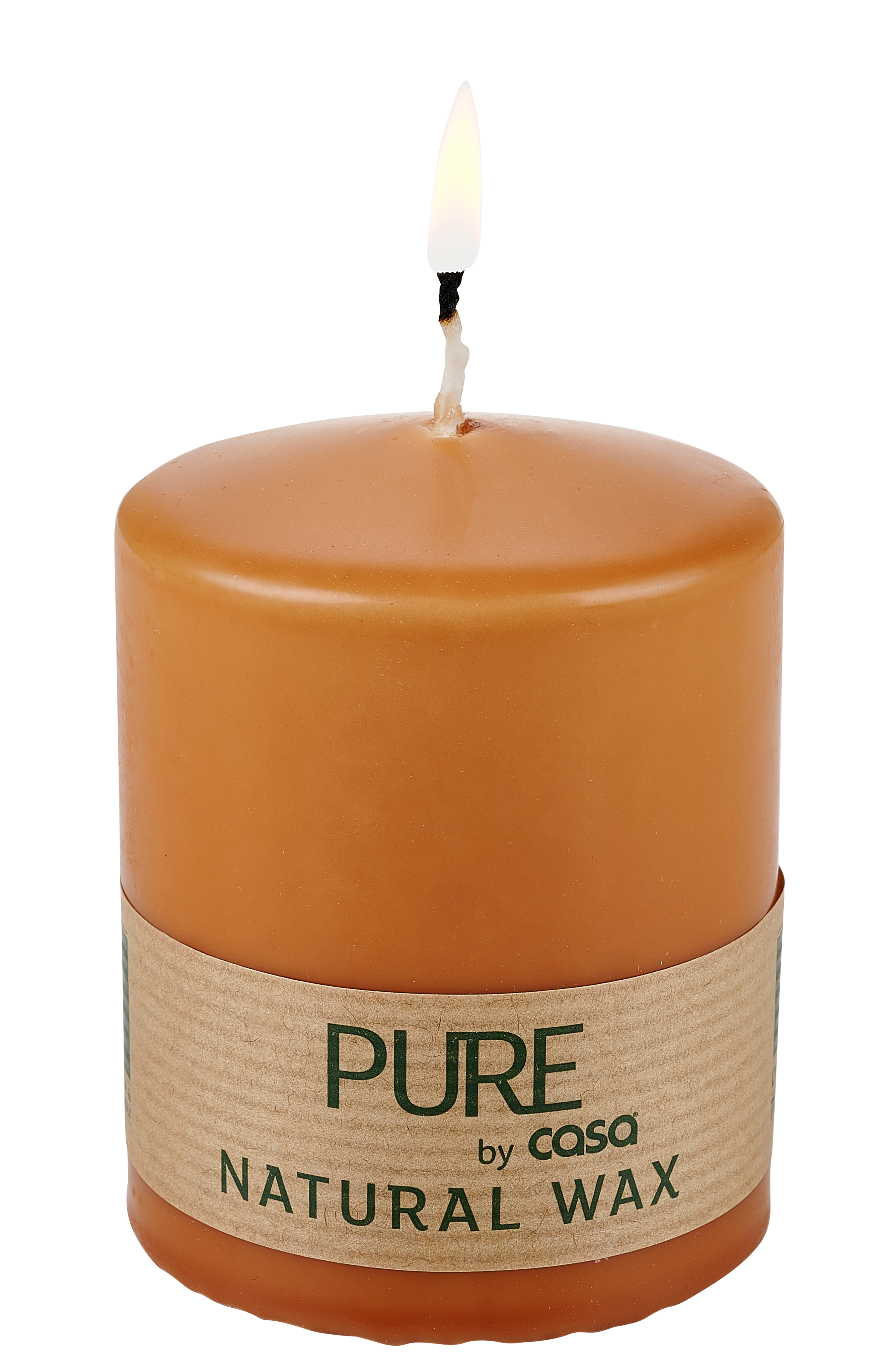PURE Cilinderkaars karamelH 9 cm - Ø 7 cm