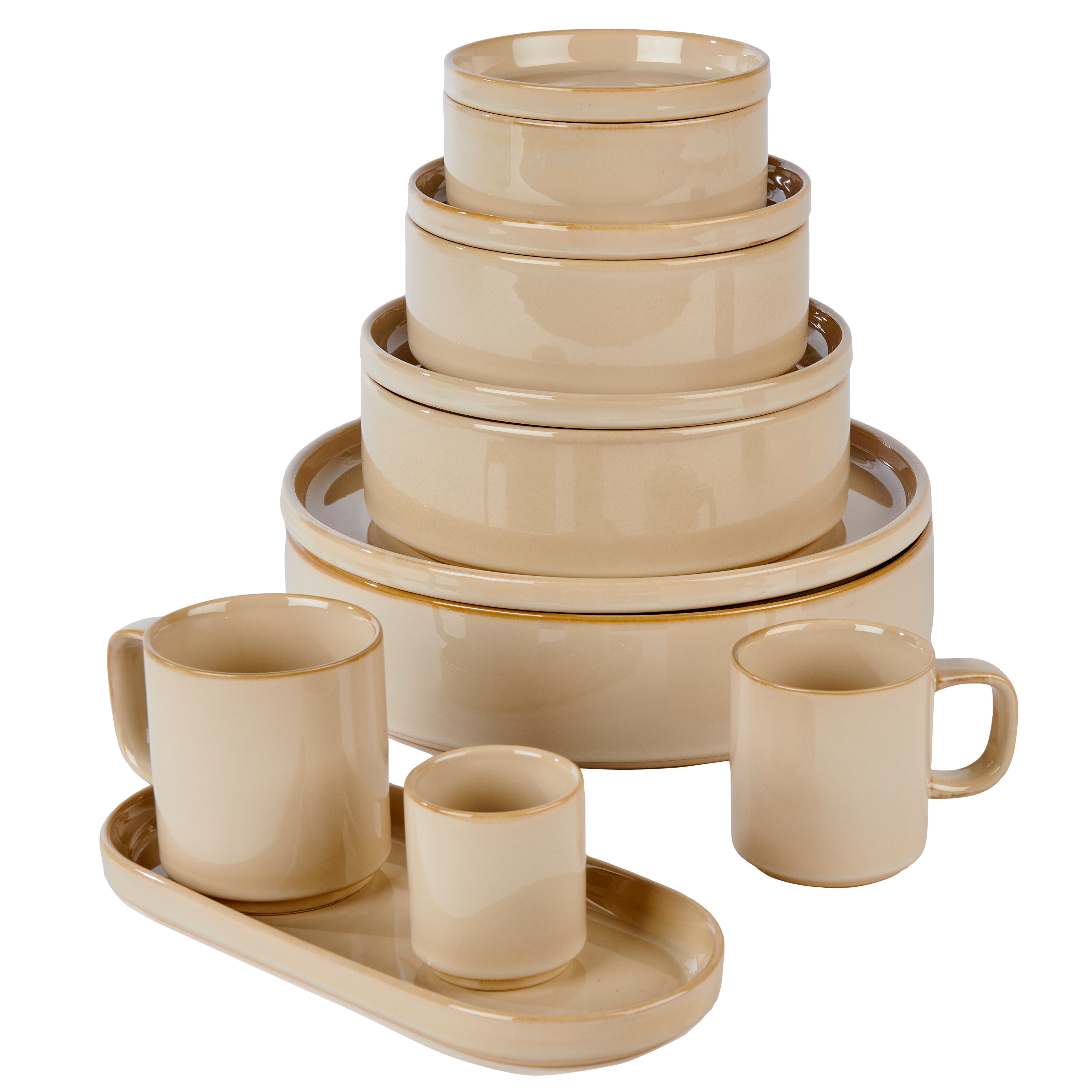 MINERAL SAND Bord beige - set van 4 Ø 20 cm