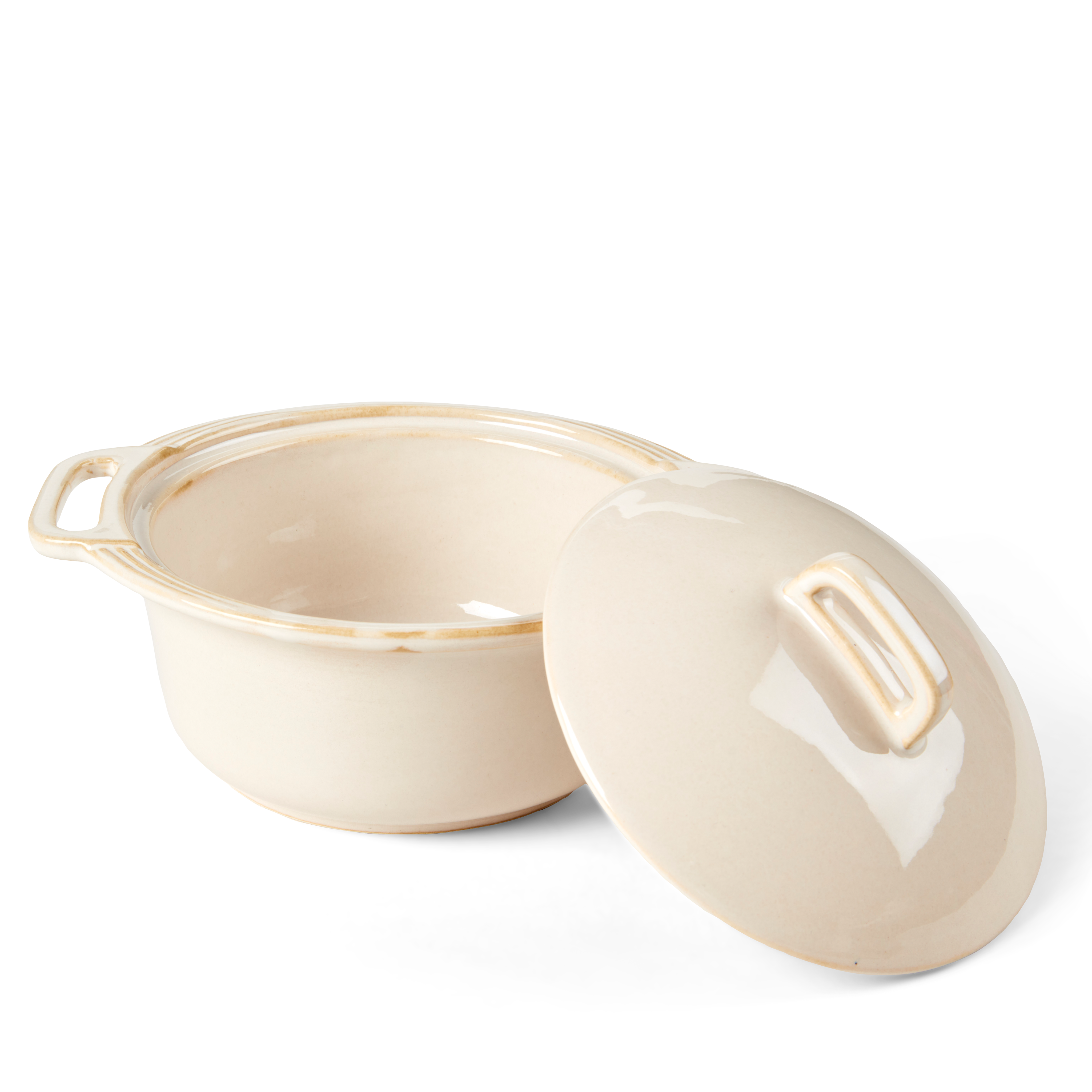 CASSOLA Ovenpot met deksel 80 CL beigeH 13 cm - Ø 17,8 cm