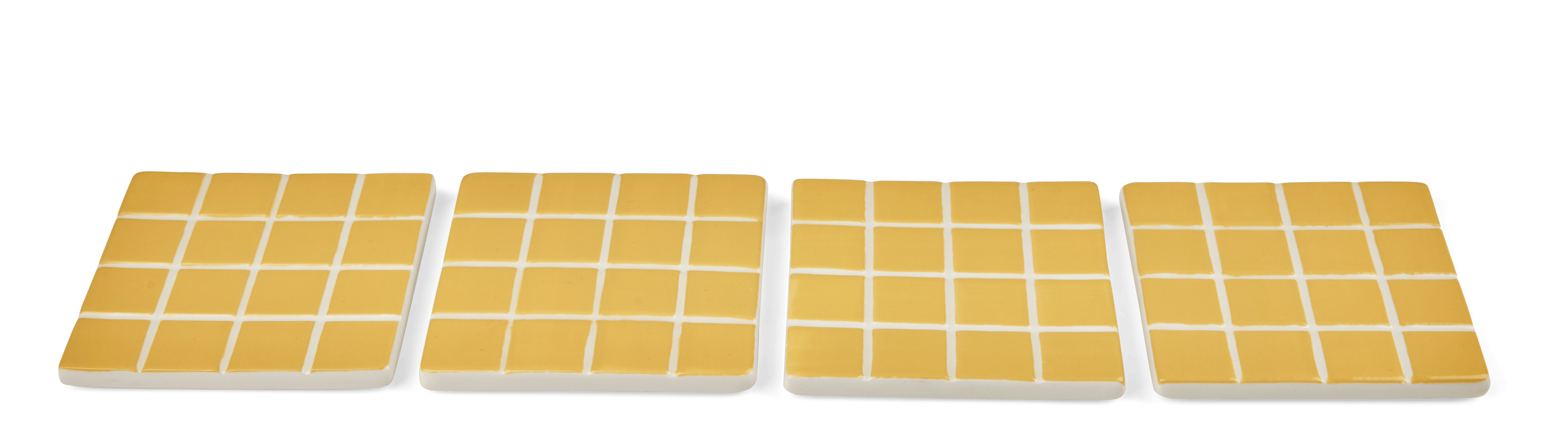 MOZAIK Glasonderzetters set van 4 geelH 10 x B 10 x D 0,6 cm