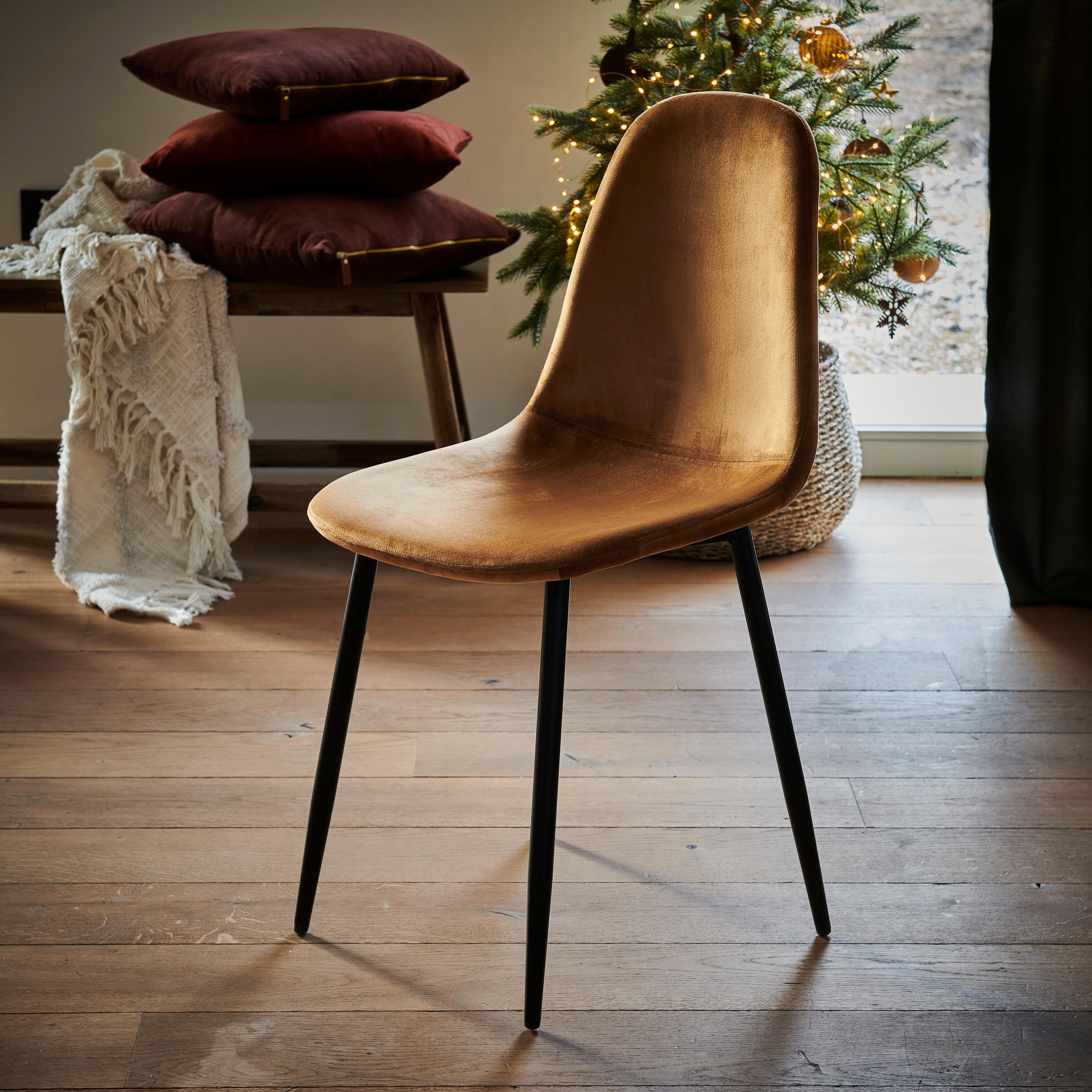 SILKE Eetkamerstoel caramelH 86,5 x B 44 x L 52 x D 52 cm