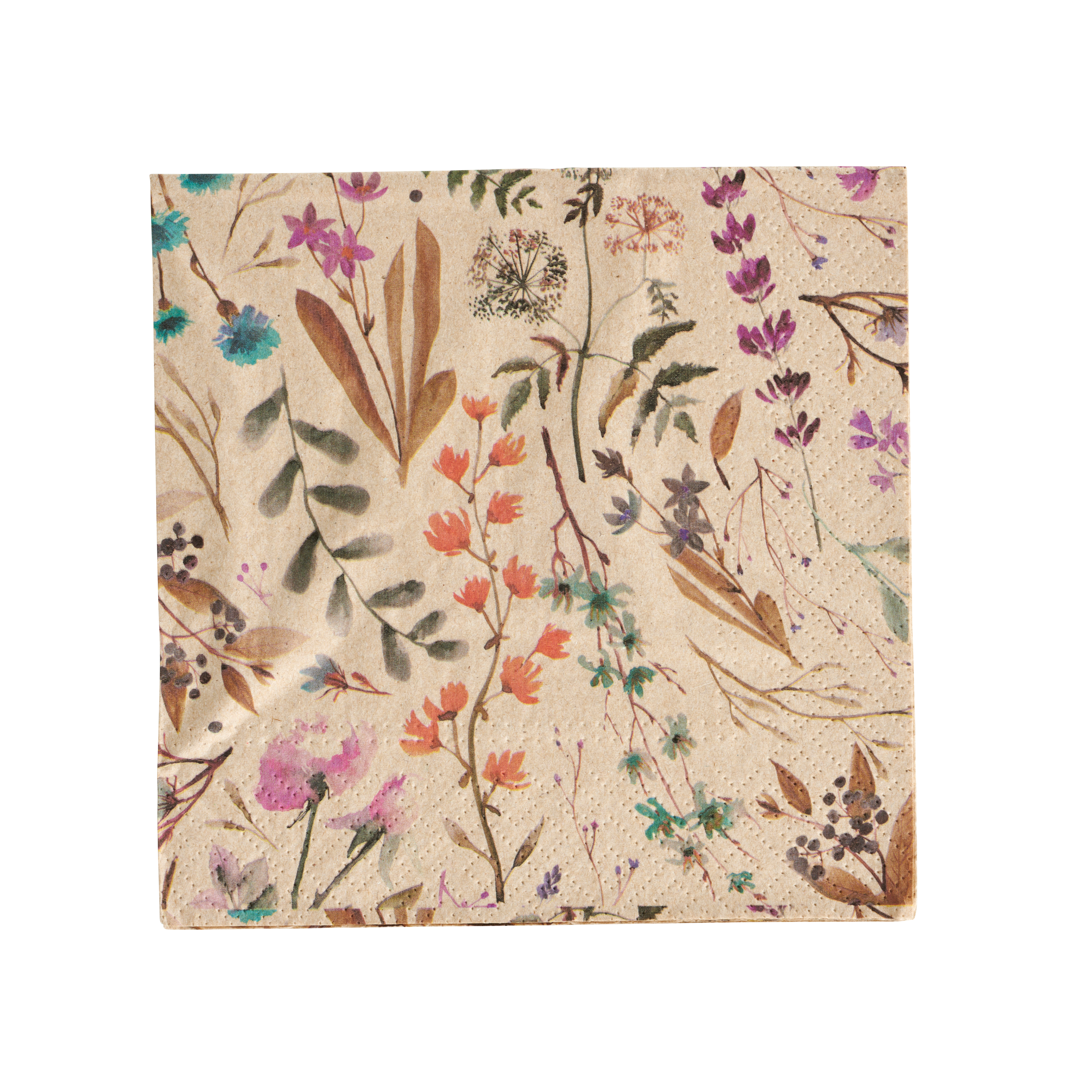 ECO DRIED FLOWER Set van 20 servetten multicolorB 33 x L 33 cm