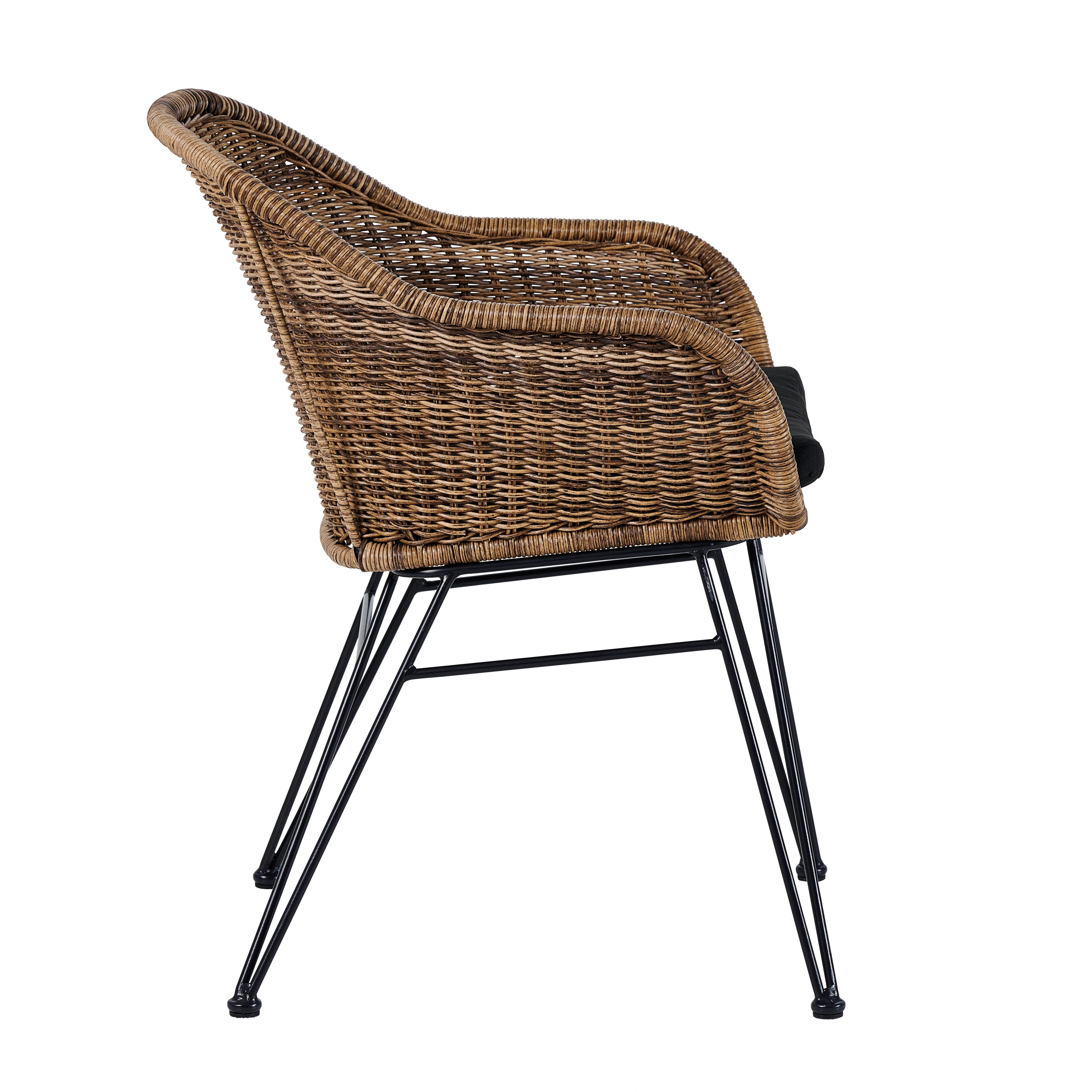 VIENNA Eetkamerstoel kuip zwart, naturelH 78 x B 57 x D 61 cm