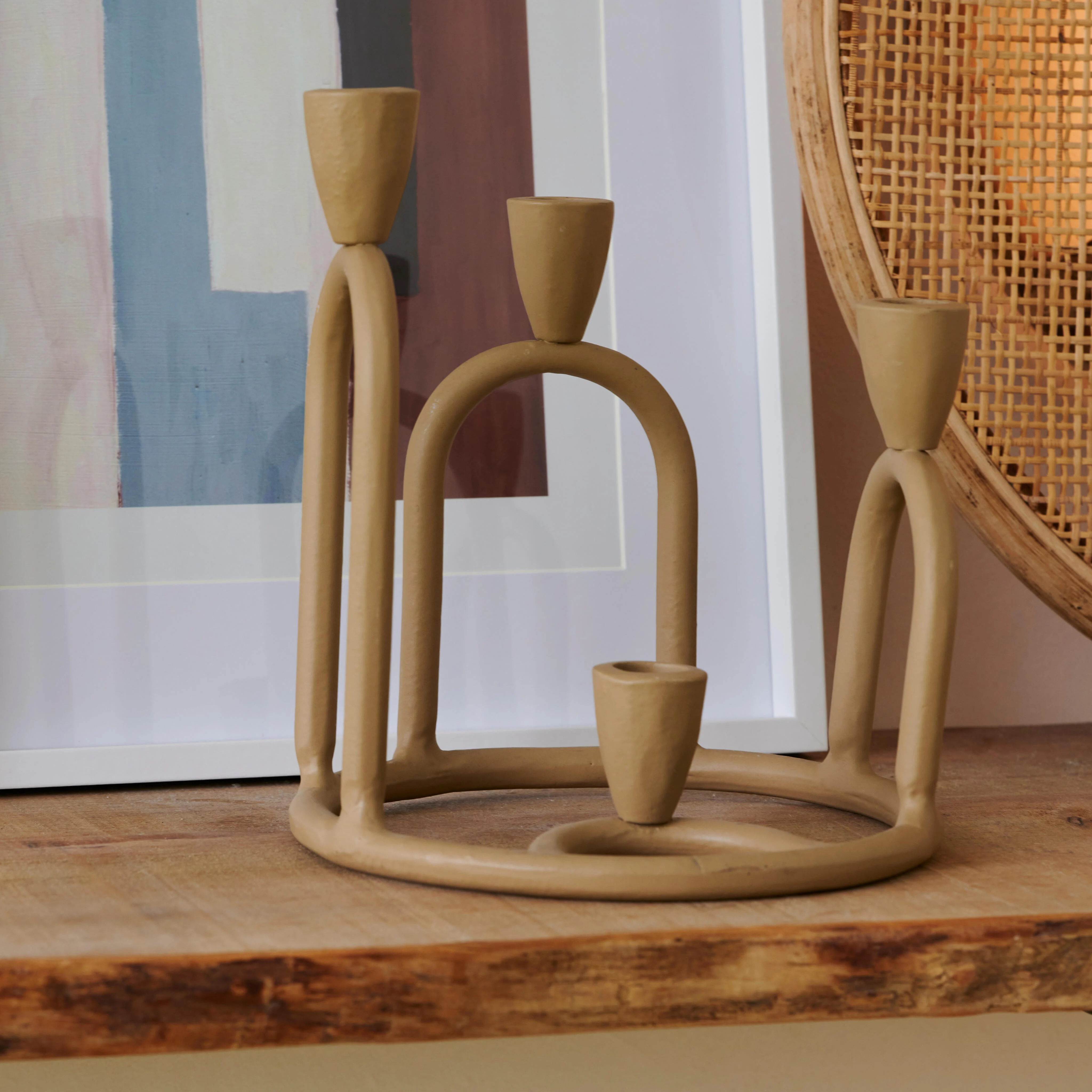 RINGS Kandelaar voor 4 kaarsen lichtbruinH 22 cm - Ø 19 cm