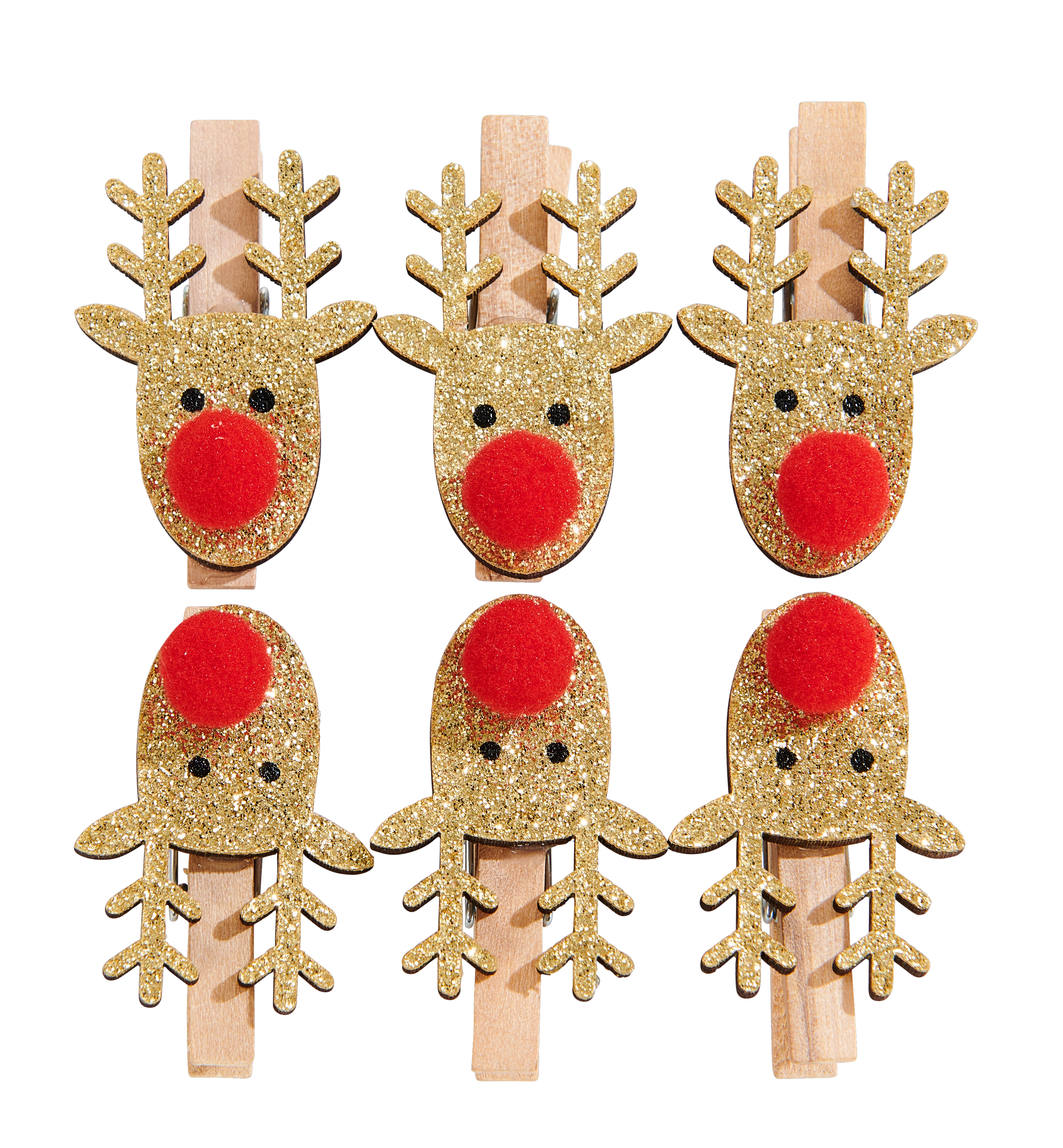 NOSY Decoratieve clip set van 6 rood, naturelH 4 x B 3 cm