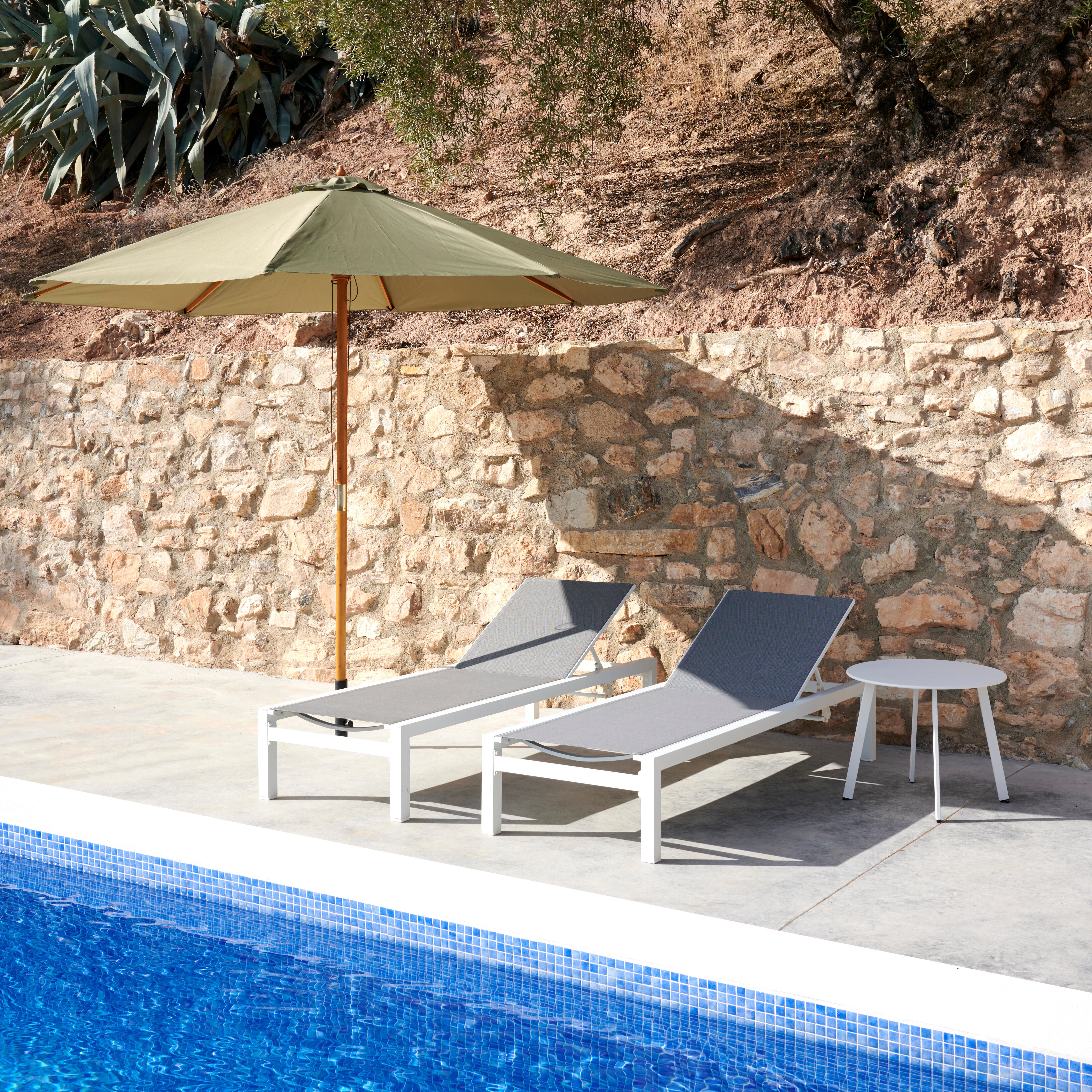 WOOD & VENETO Parasol set groenParasol met voet