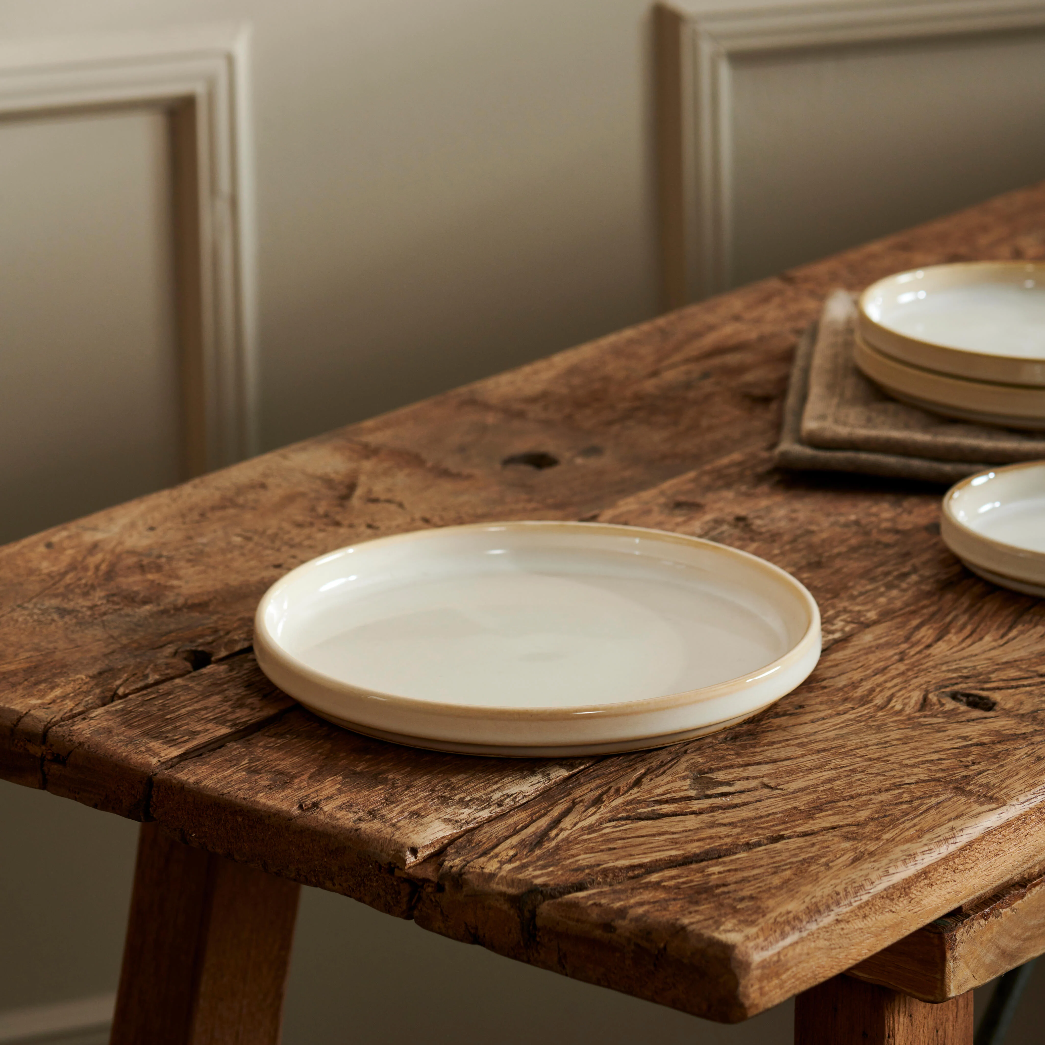 MINERAL MARBLE Bord wit - set van 4 Ø 20 cm