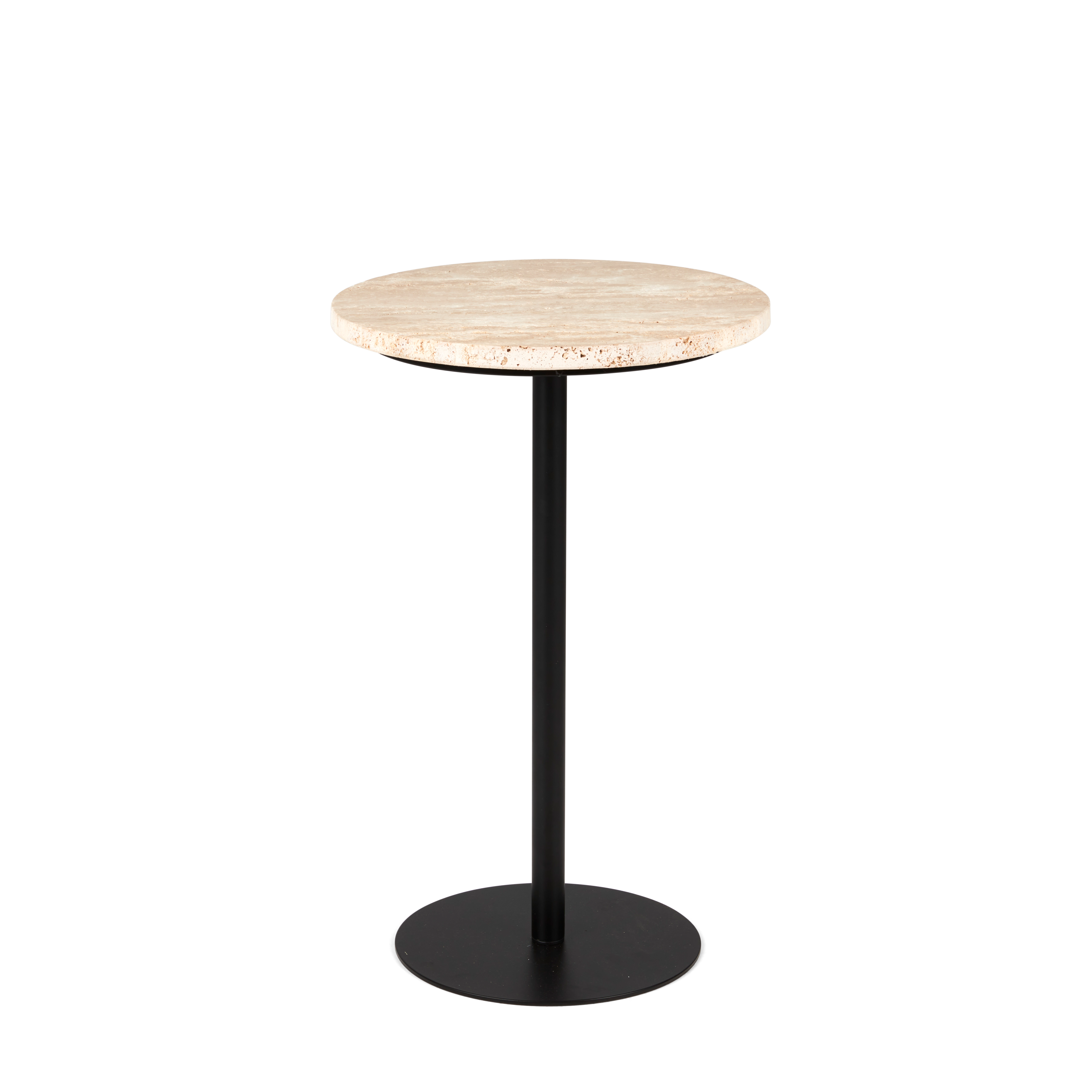 TRAVIS Bijzettafel zwart, naturelH 56 cm - Ø 35 cm
