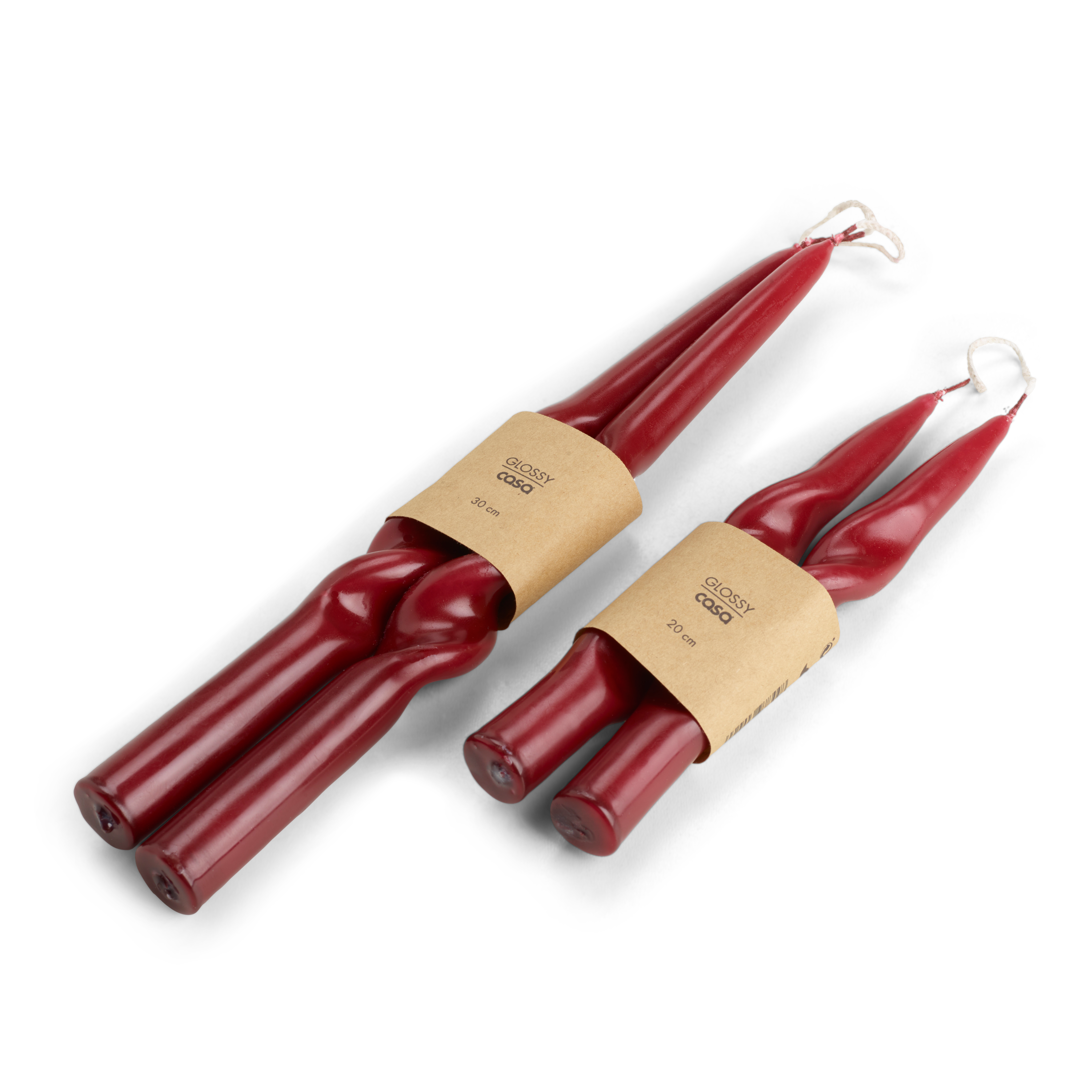 GLOSSY Kaars S/2 donkerroodH 30 cm