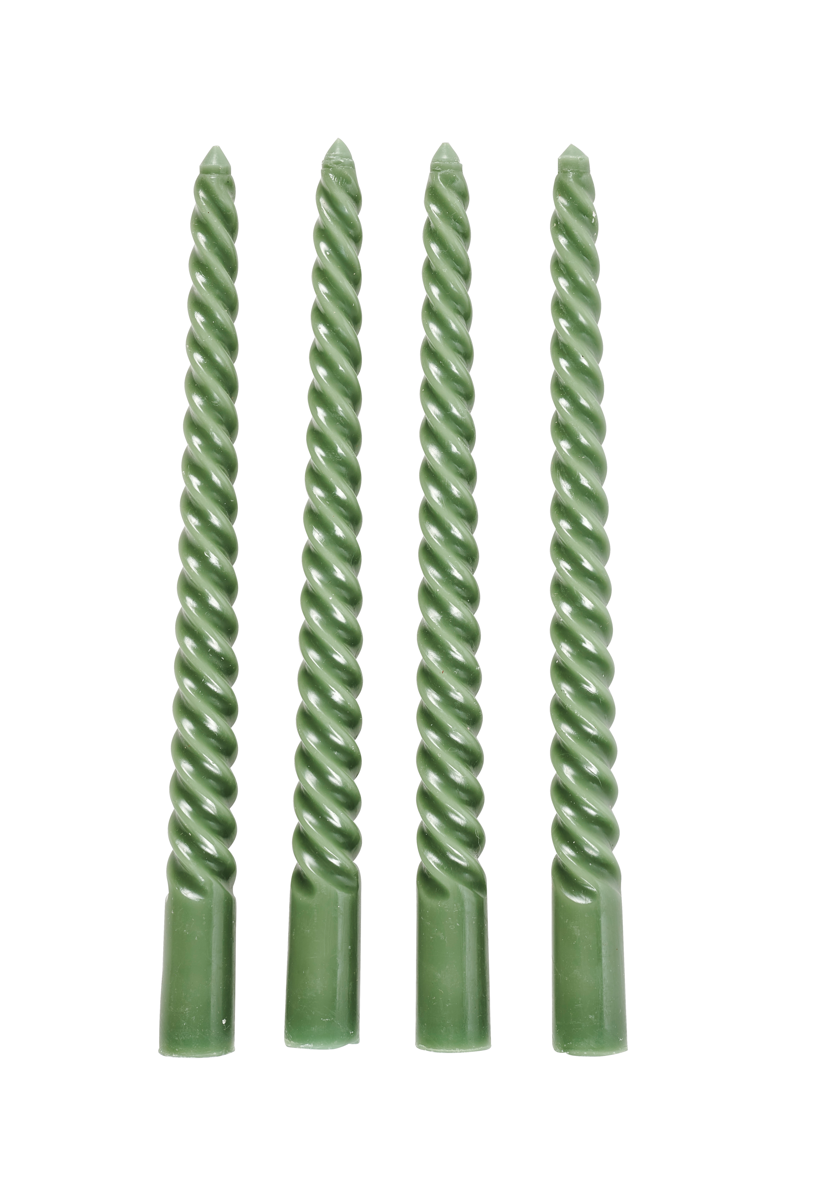 TWIST Gedraaide kaarsen set van 4 groenH 25 cm - Ø 2,2 cm
