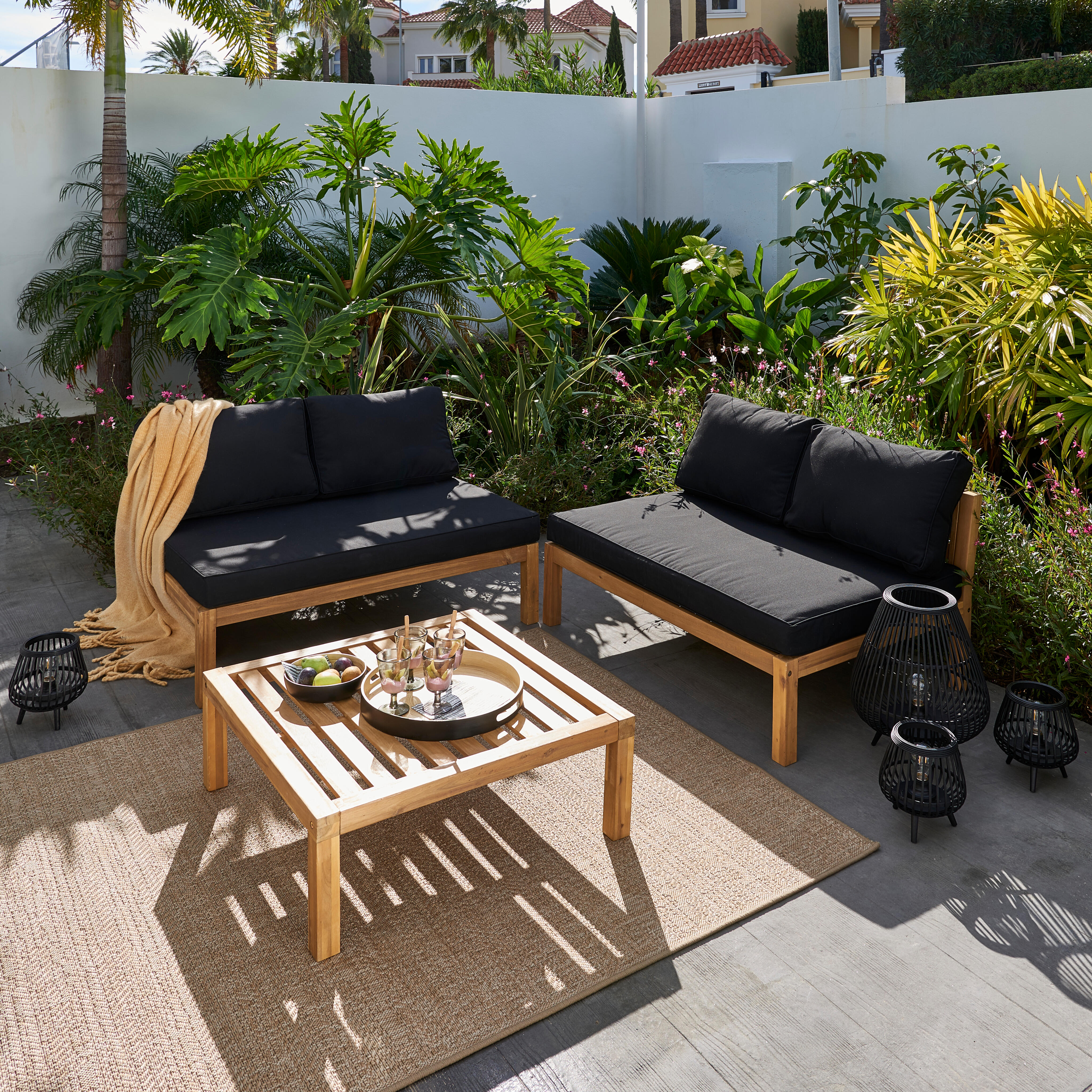 PAULETTE Lounge tafel/poef naturelH 30 x B 80 x D 80 cm