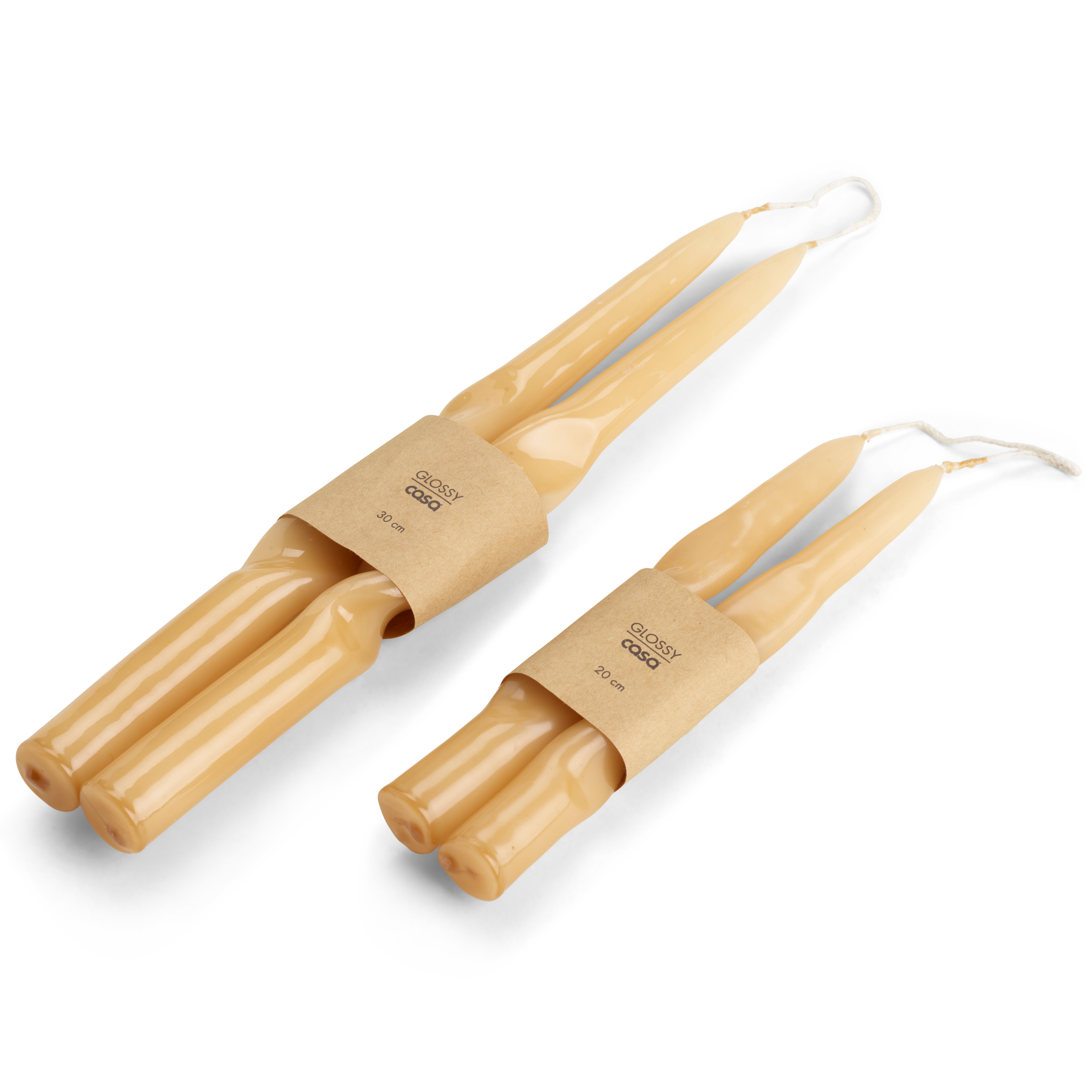 GLOSSY Kaars S/2 beigeH 30 cm