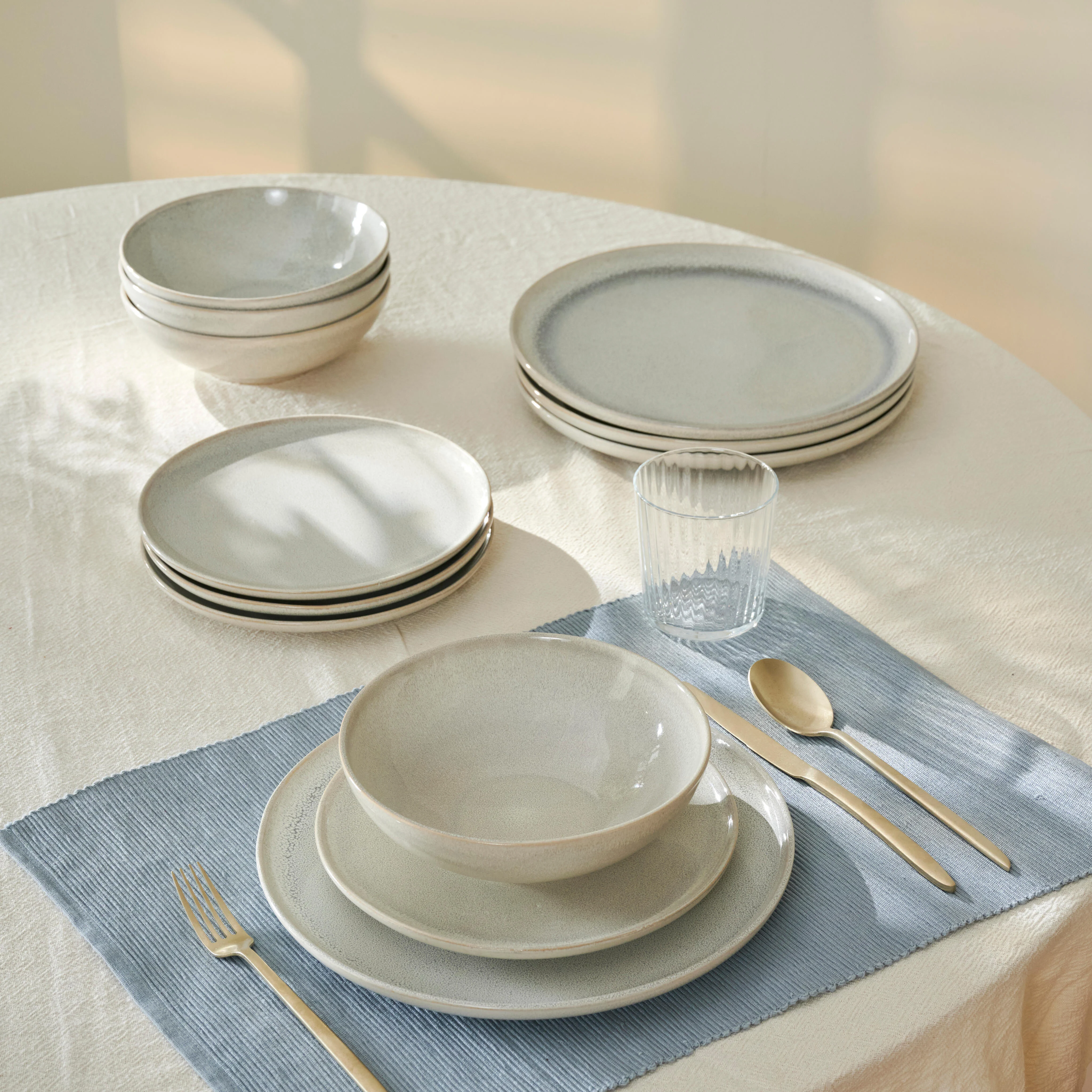 COZY WHITE Bord wit - set van 4 Ø 22 cm