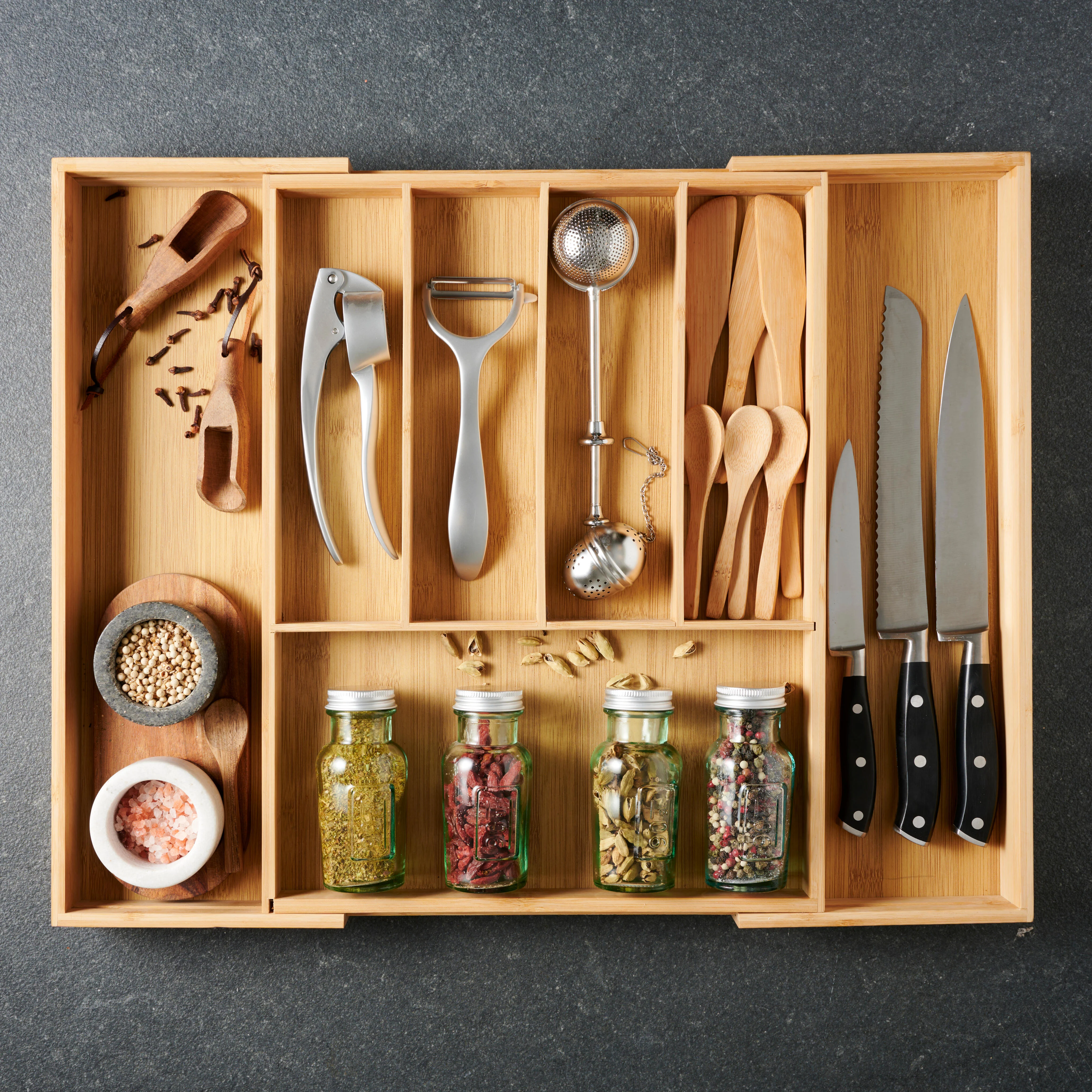 BAMBOO Lade organiser uitschuifbaar naturelH 5 x B 33 x D 43 cm