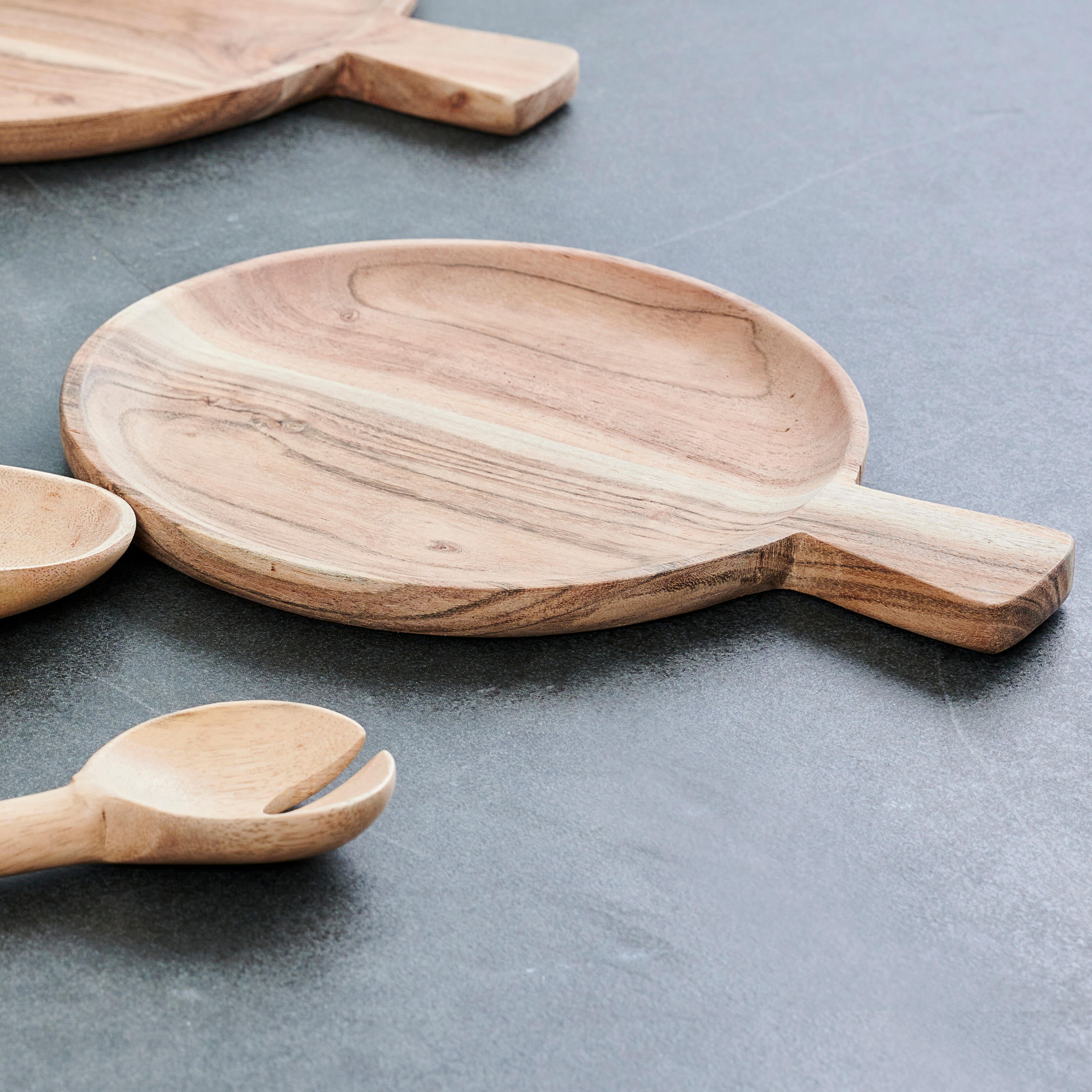 ACACIA CHIC Bord met handvat naturelH 1,5 x B 26 cm - Ø 20 cm