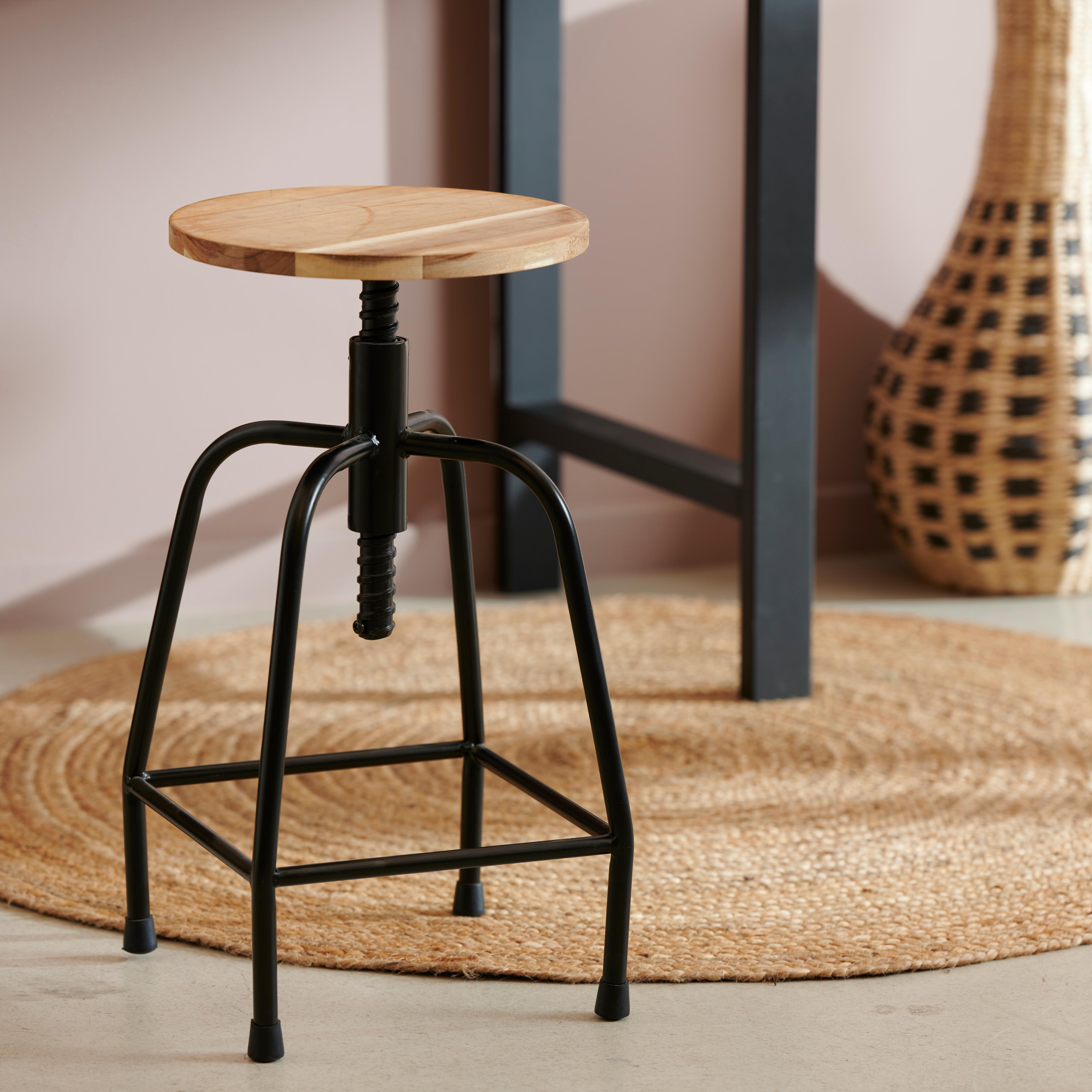 NEW BEDFORD Kruk zwart, naturelH 48 cm - Ø 28 cm