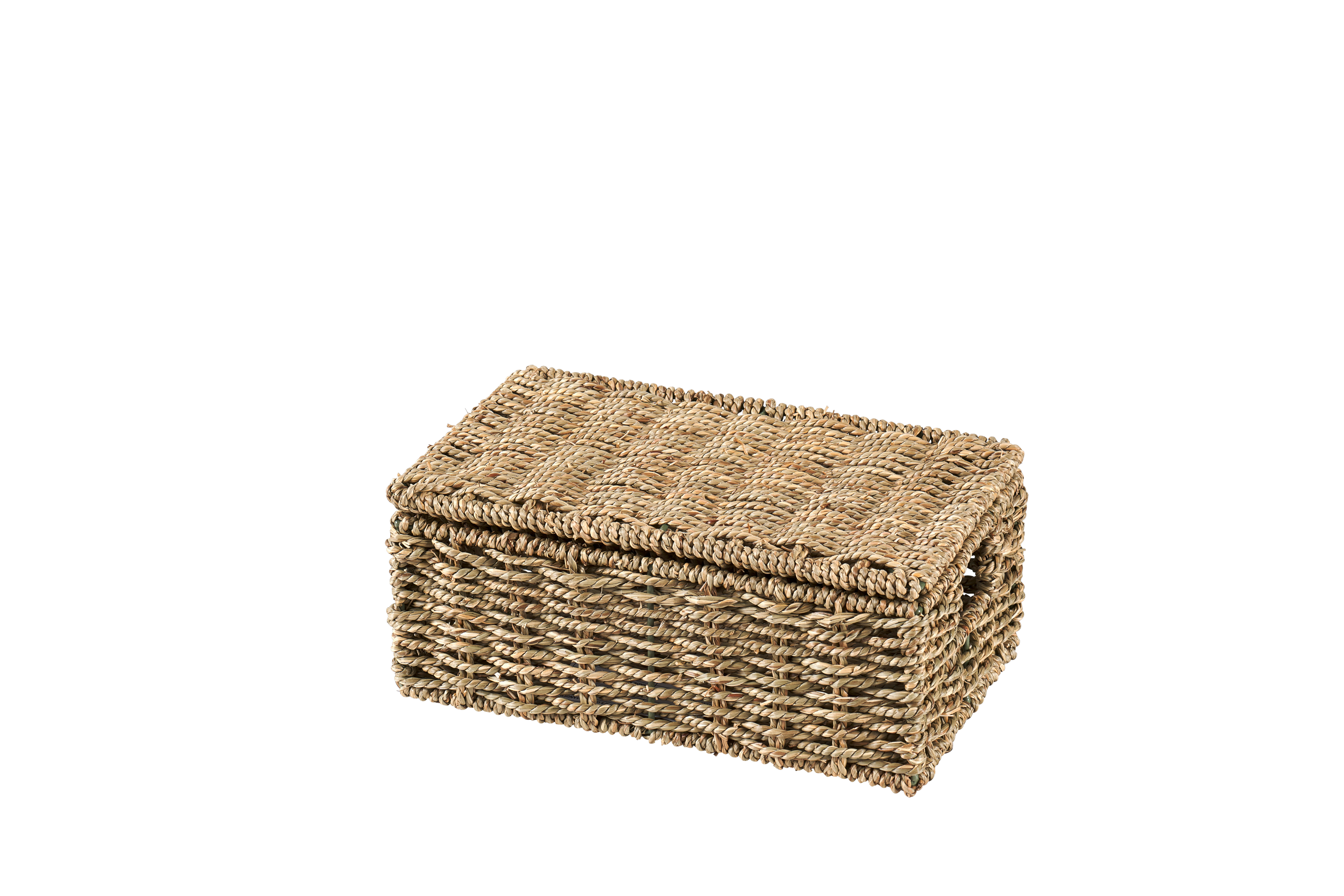 SEAGRASS Opbergmand S met deksel naturelH 13 x B 30 x D 19 cm