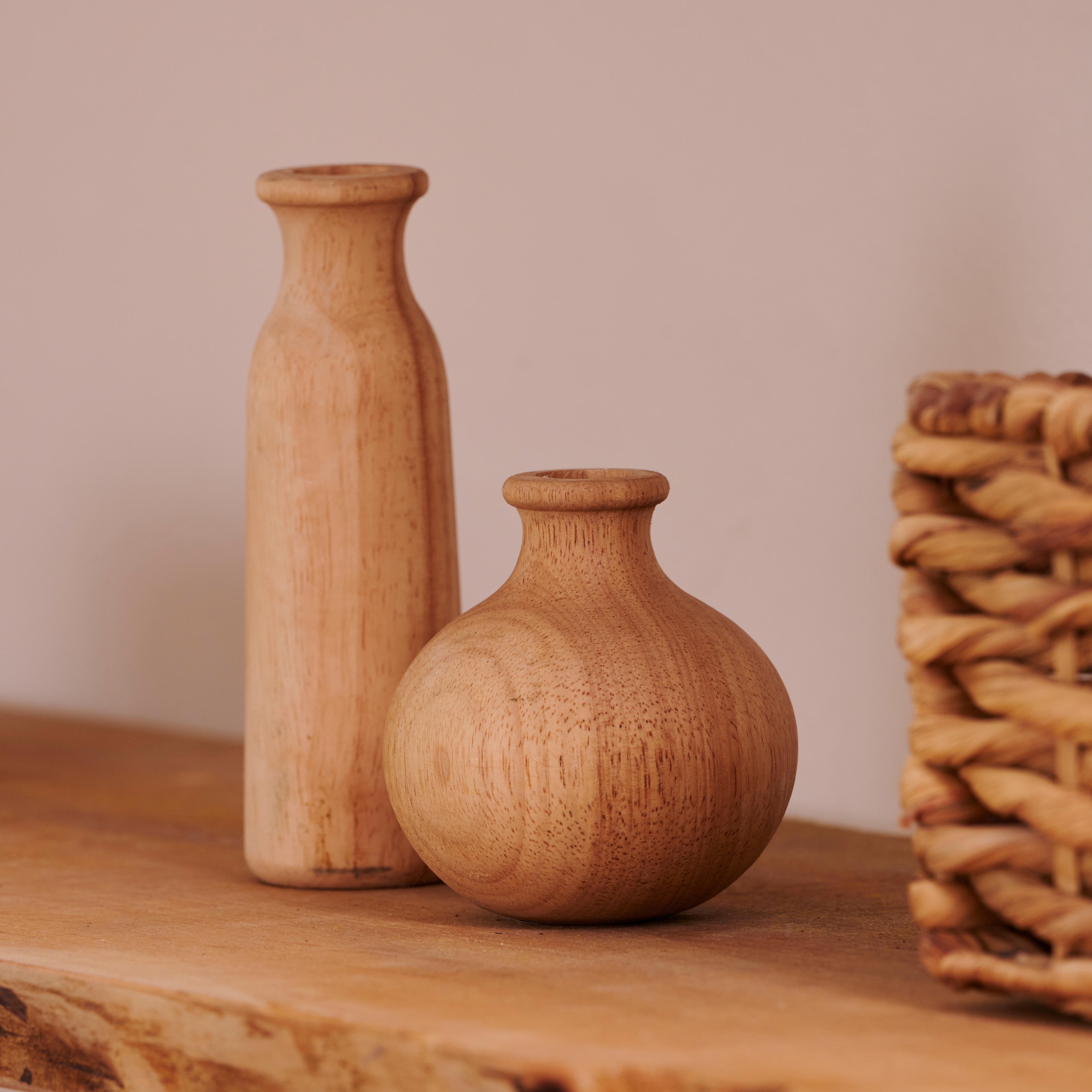 RUBBERWOOD Deco vaas naturelH 16 cm - Ø 6 cm