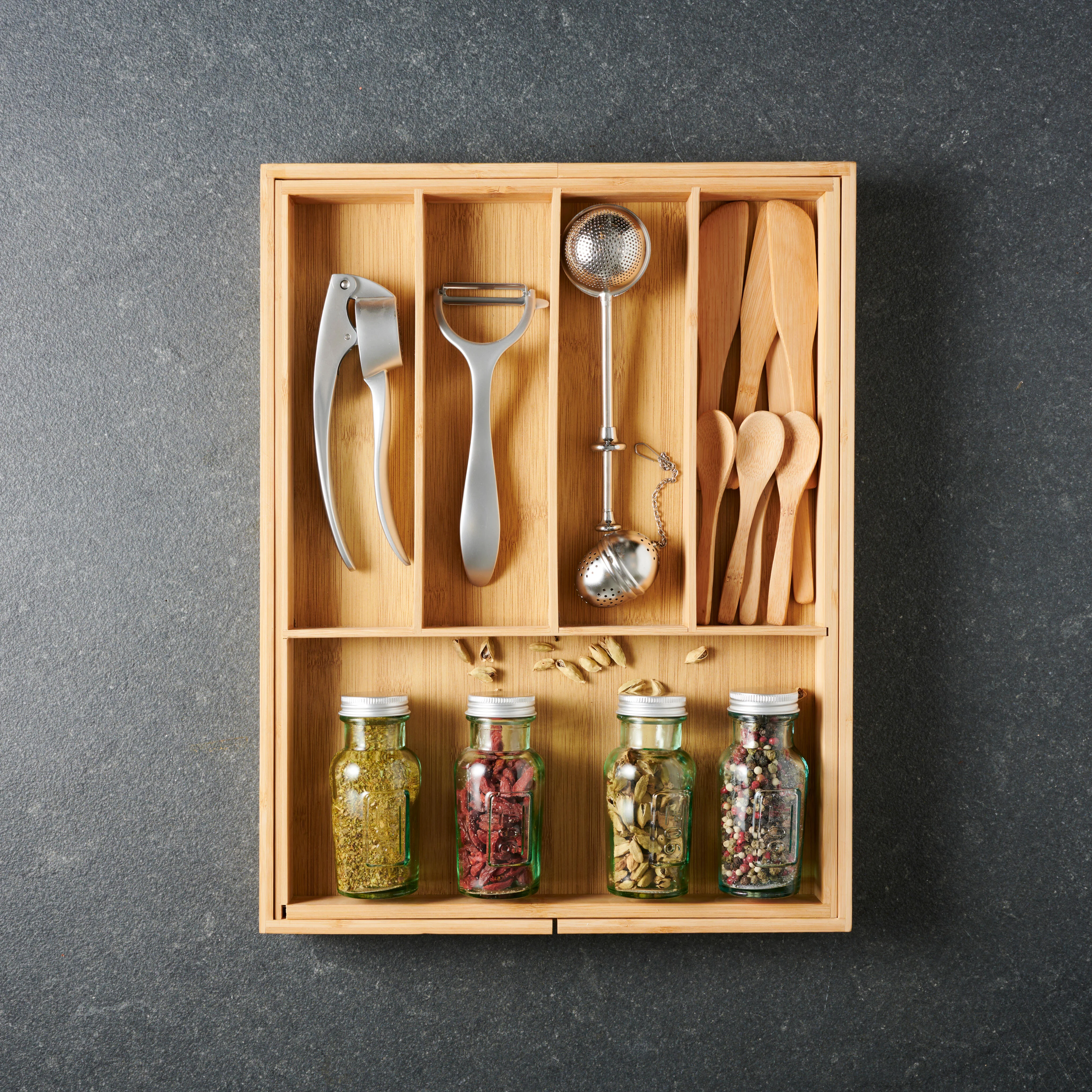 BAMBOO Lade organiser uitschuifbaar naturelH 5 x B 33 x D 43 cm