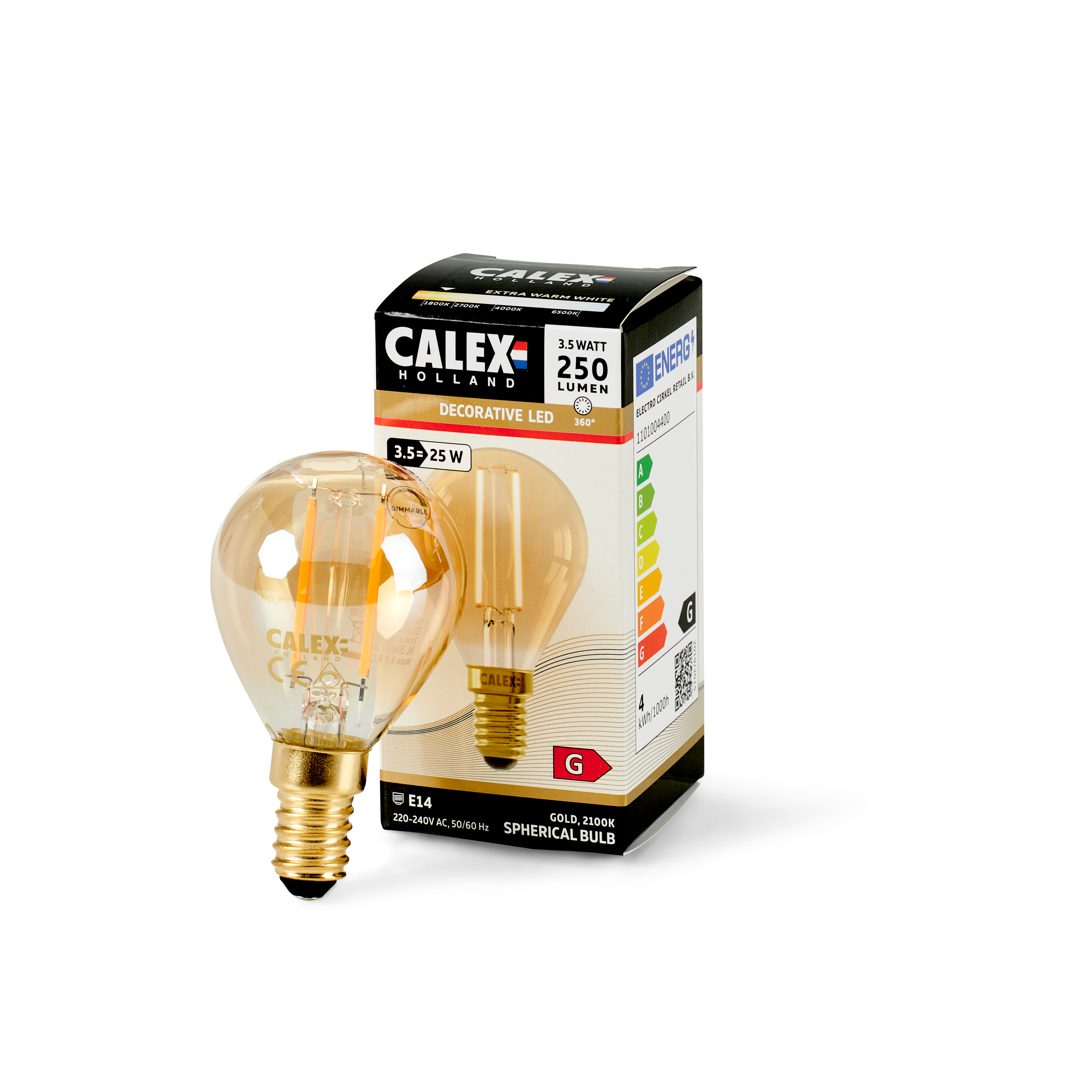 CALEX Filamentlamp E14 goudØ 4,5 cm