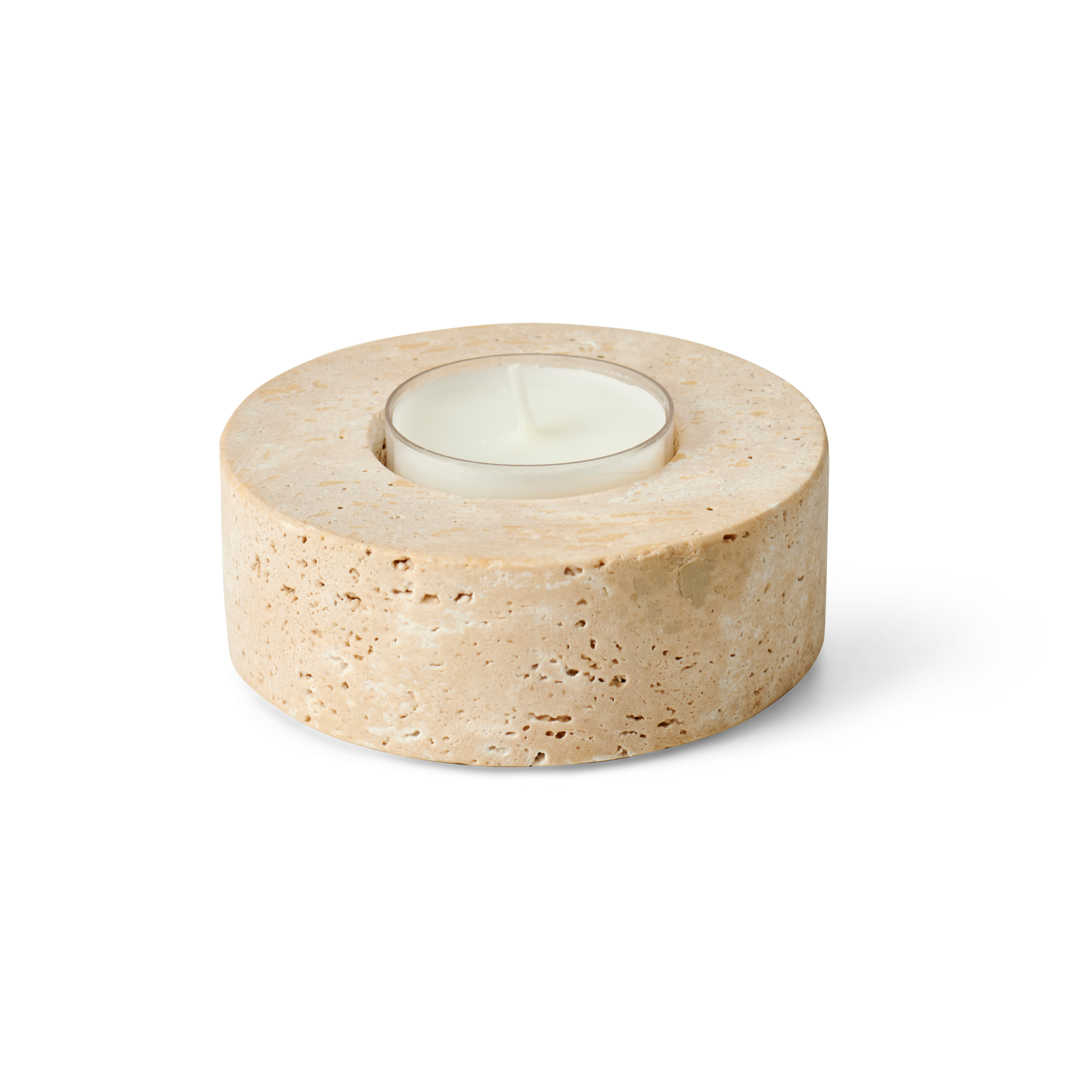 TRAVERTIN Theelichthouder naturelH 3 cm - Ø 8 cm